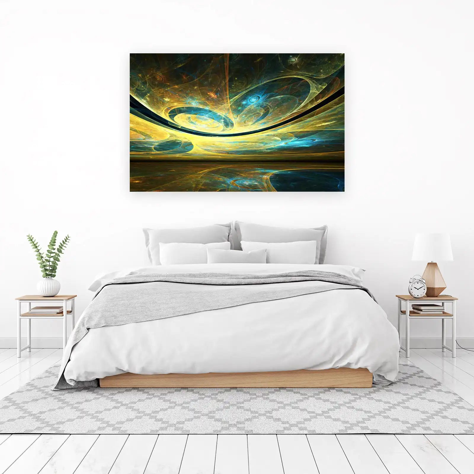 Abstract Yellow & Blue Swirls Wall Art