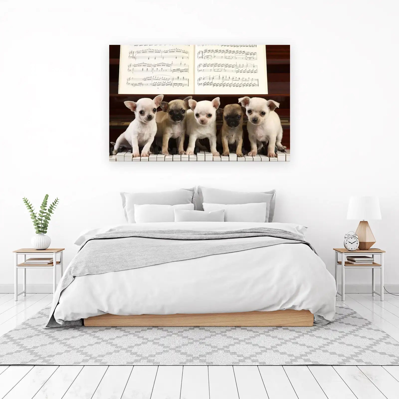 Adorable Chihuahua Puppies Piano Music Wall Art