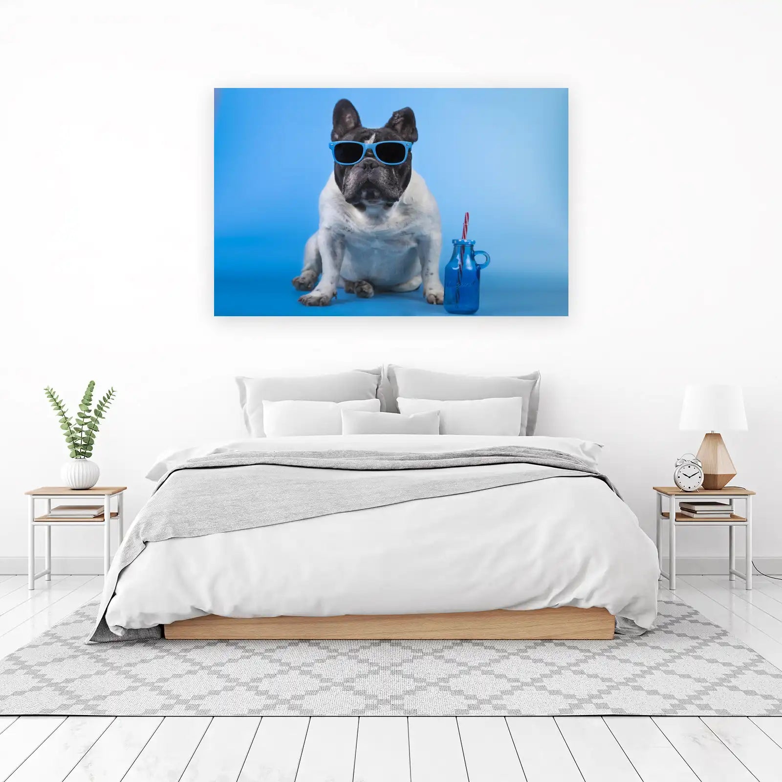 Cool Frenchie Dog Sunglasses Beach Vibes Wall Art