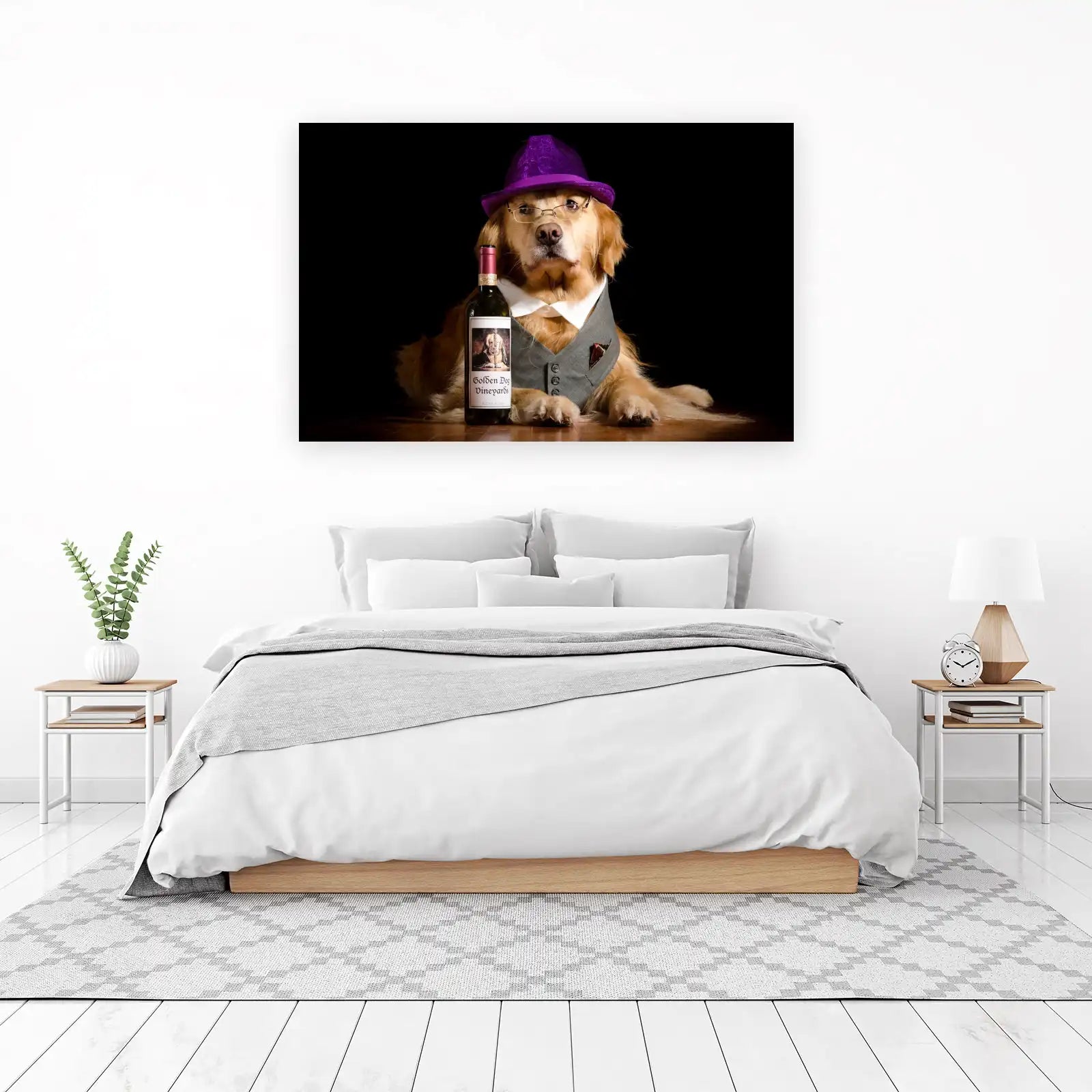 Dapper Golden Retriever Wine Bottle Wall Art