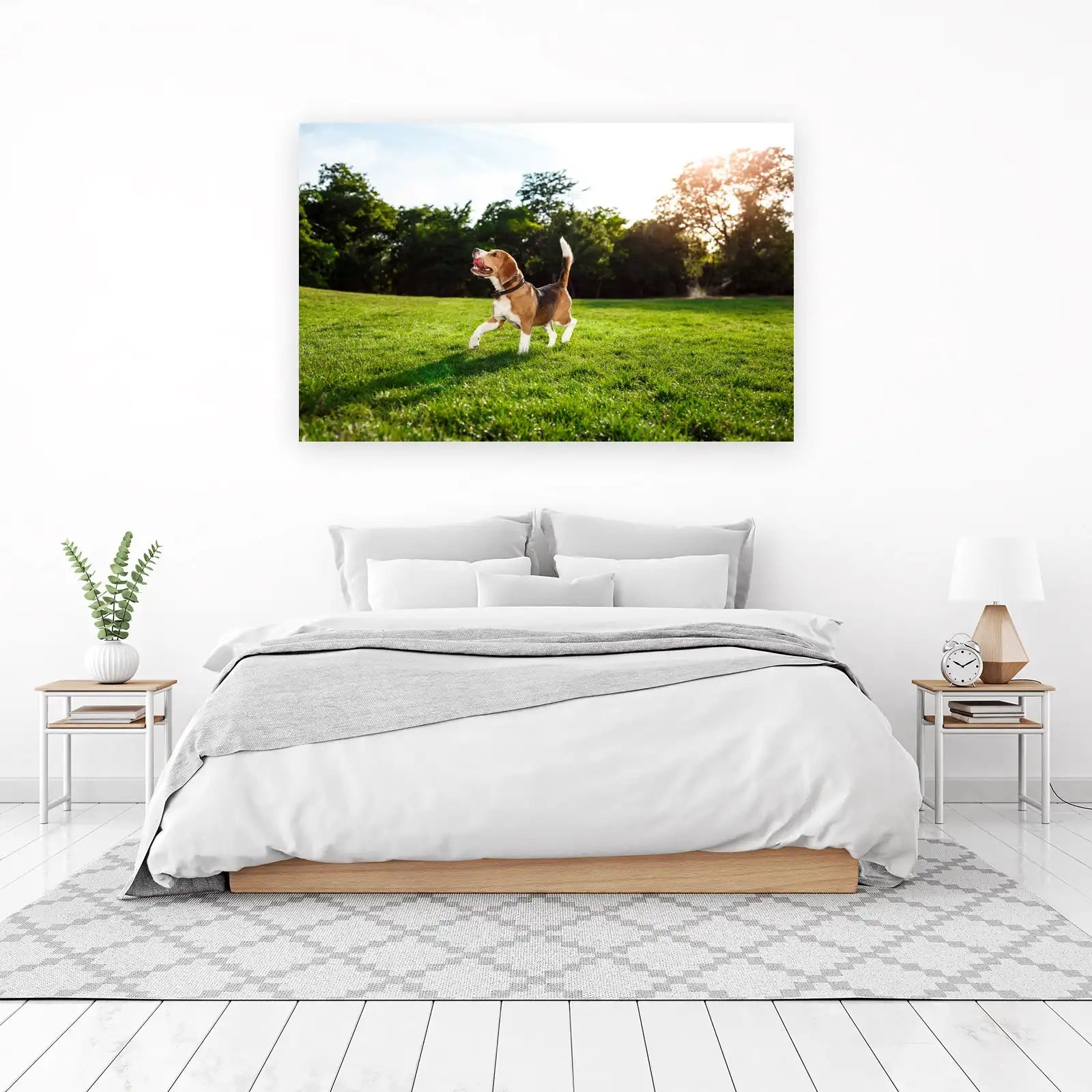 Joyful Beagle Running in Park Wall Art