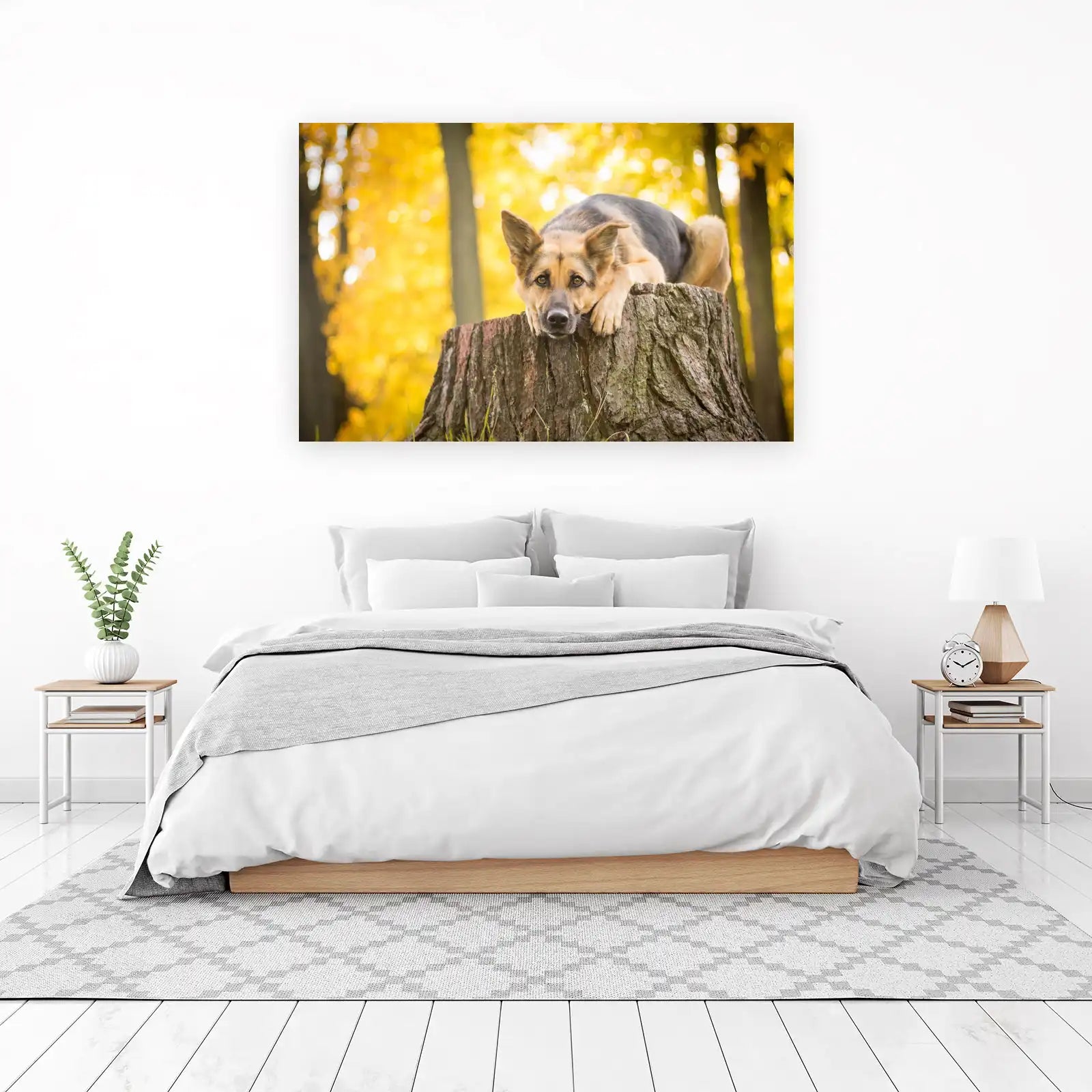 Loyal German Shepherd Autumn Scene Wall Art