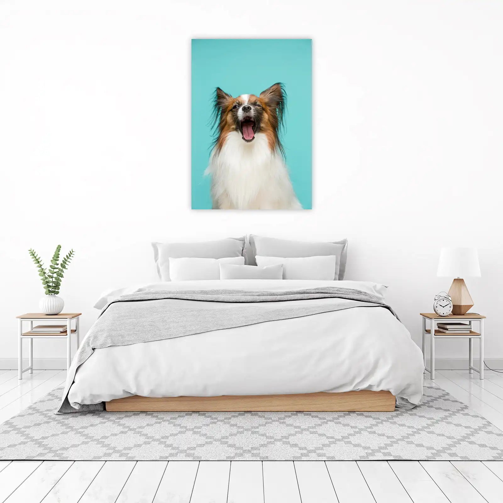 Cute Yawning Papillon Dog Wall Art