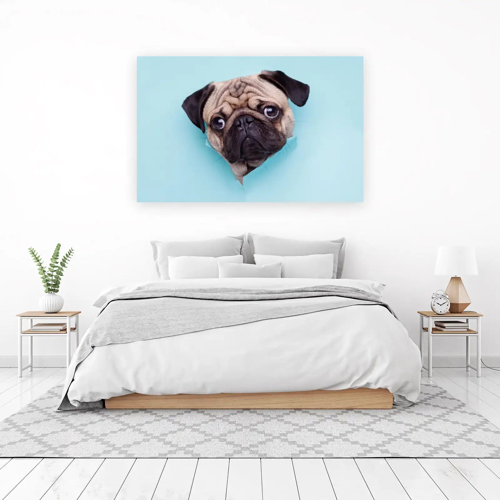 Adorable Pug Peeking Through Wall Art