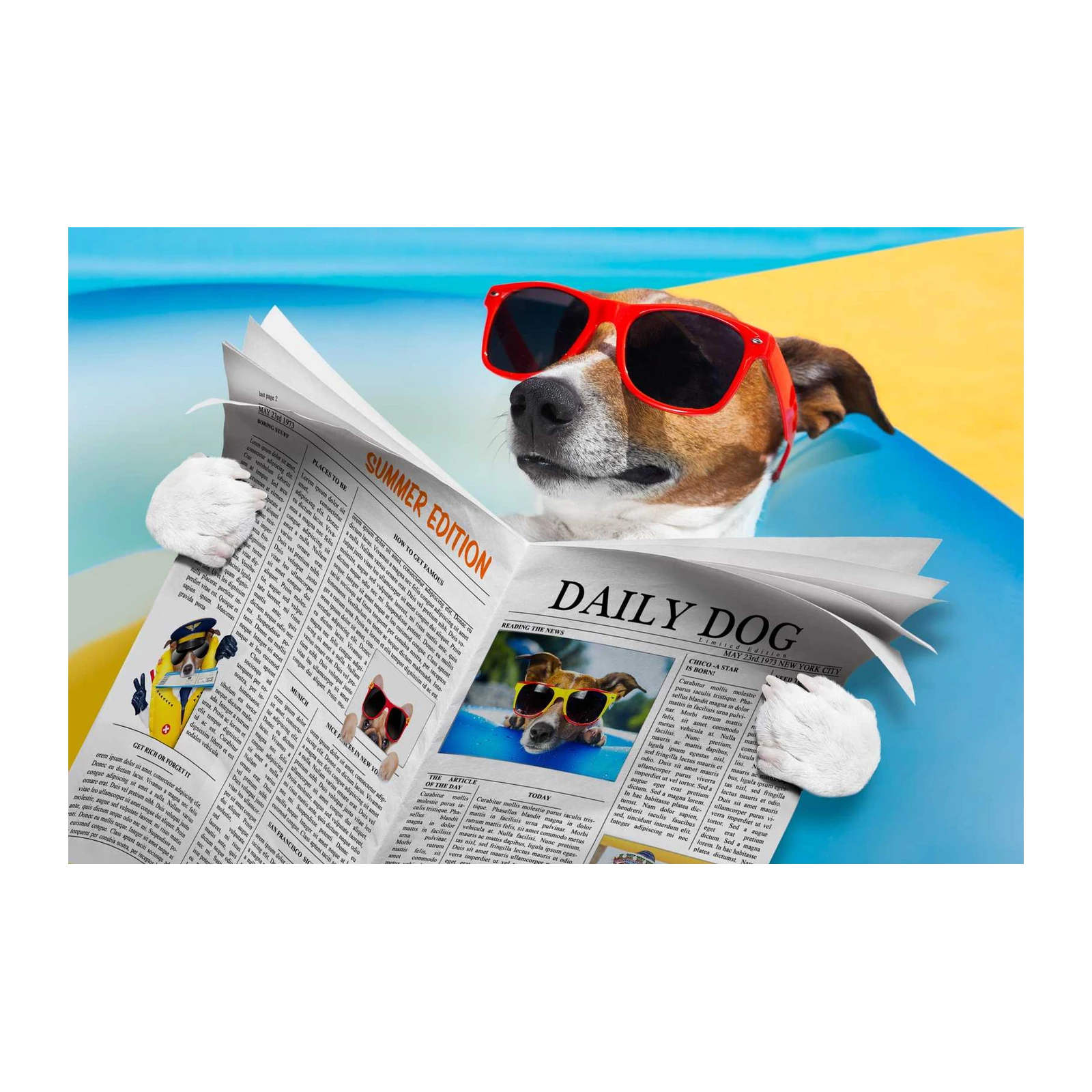Dapper Dog Reading Newspaper Wall Art