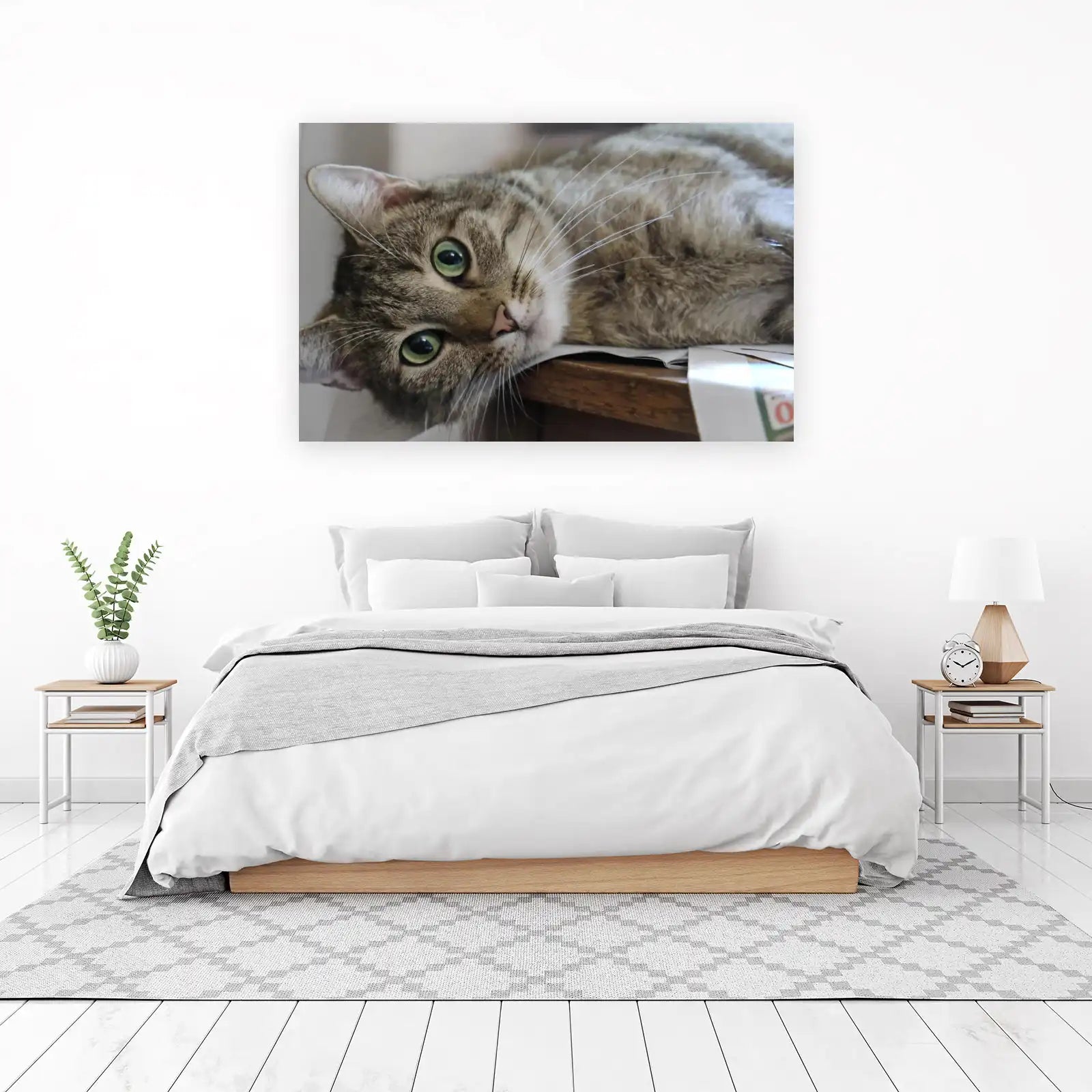 Curious Tabby Cat Green Eyes Wall Art