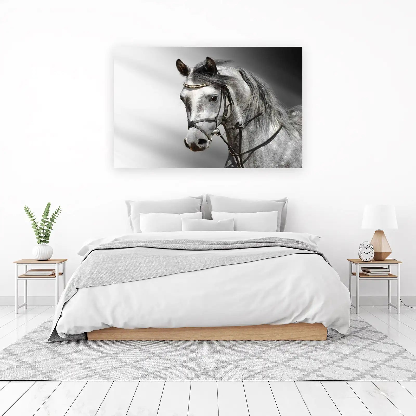 Elegant Grey Stallion Horse Portrait Wall Art