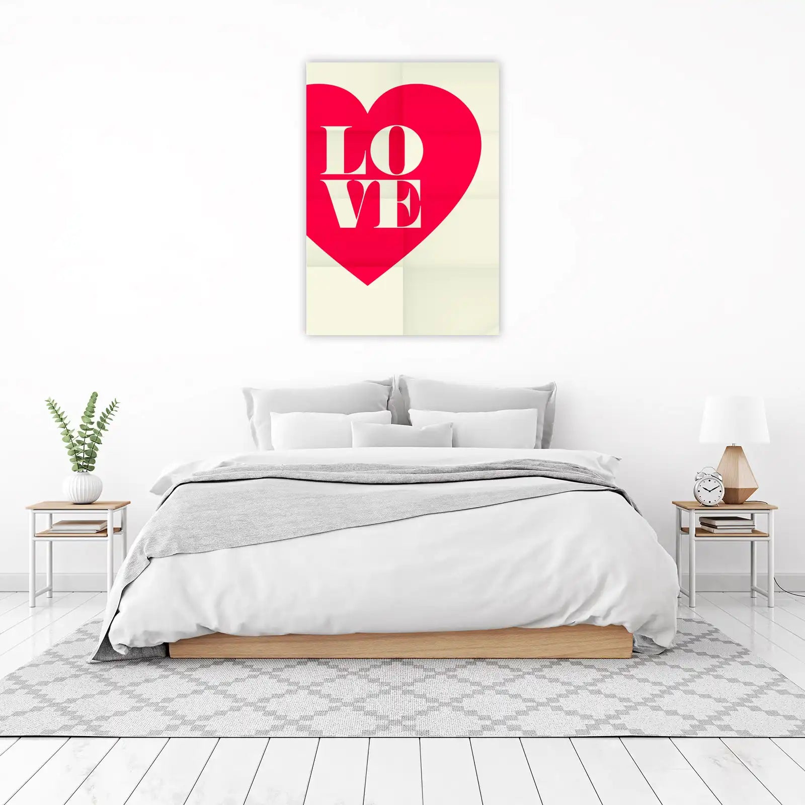 Bold Red Heart LOVE Typography Wall Art