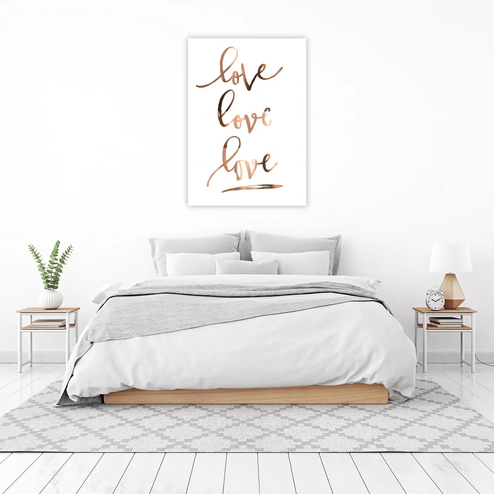 Rose Gold Love Script Word Art Wall Art
