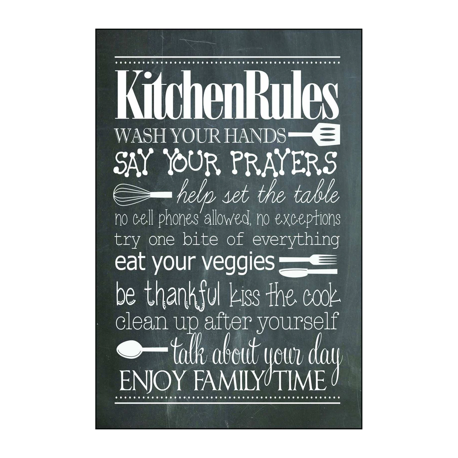 Kitchen Rules Chalkboard Style Wall Art