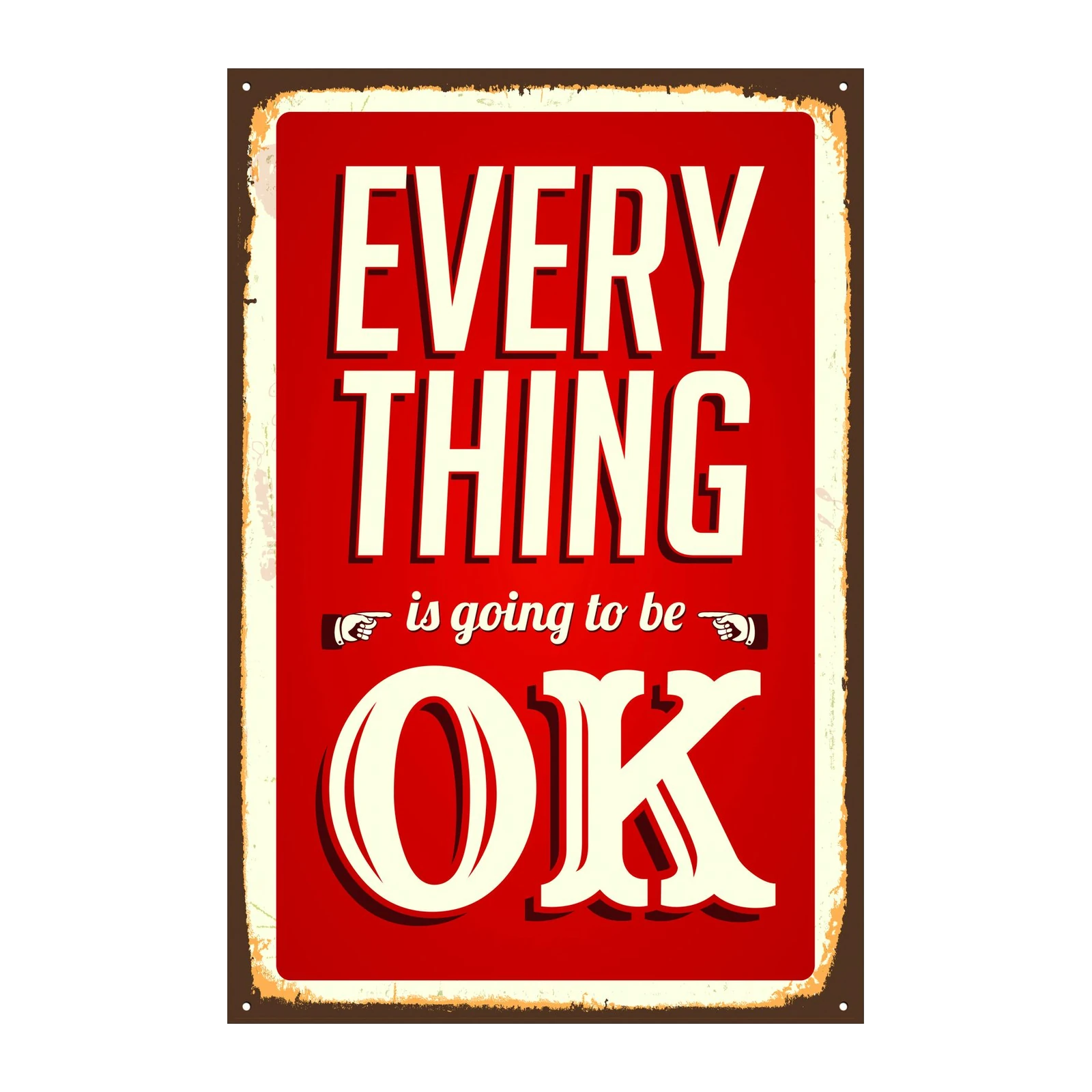 Everything Will Be OK Retro Motivational Wall Art