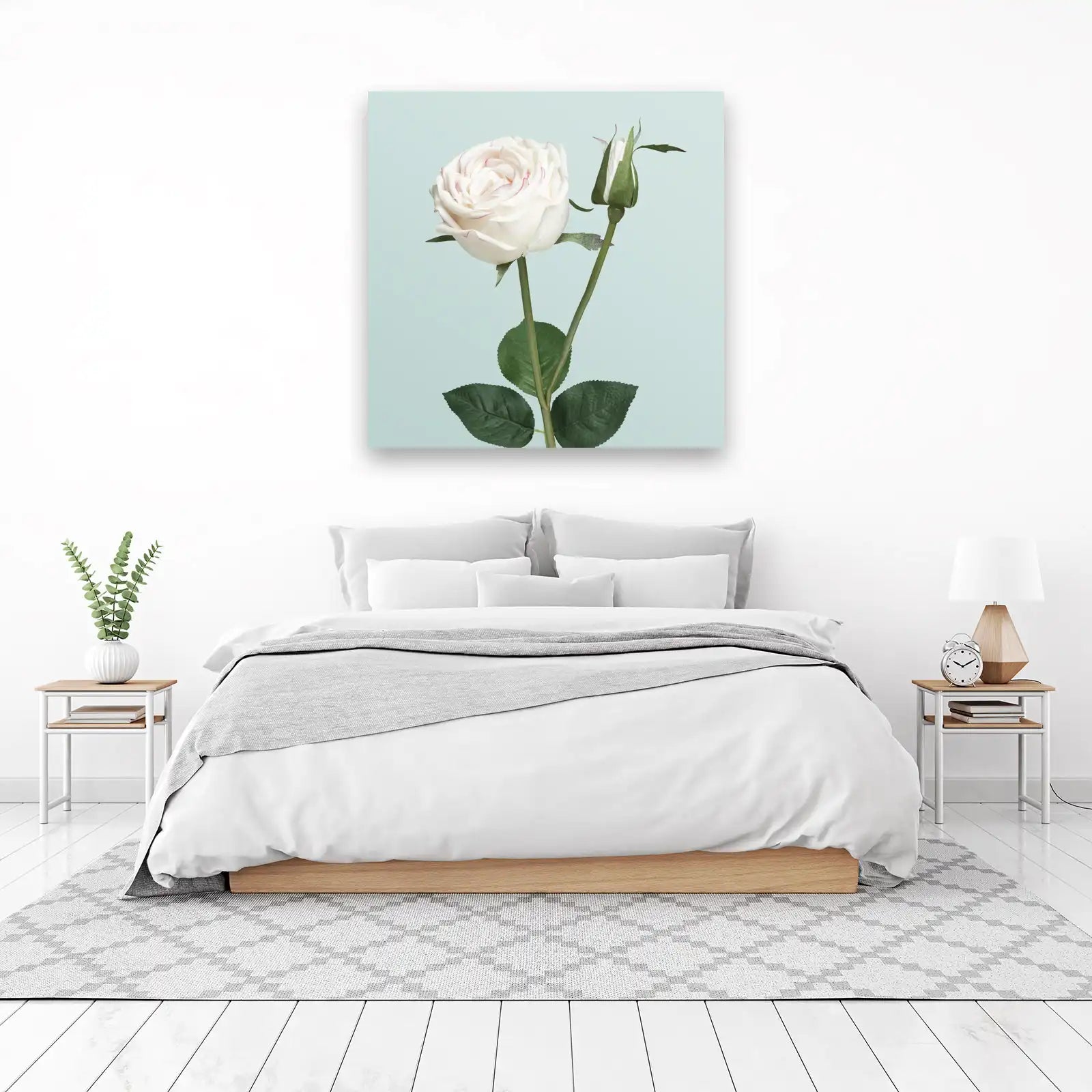 Elegant White Rose Bud Wall Art