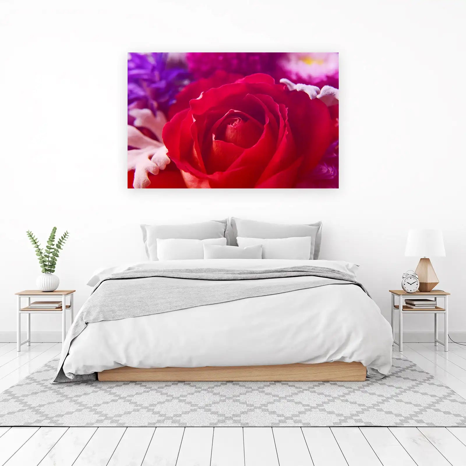 Vibrant Red Rose Macro Floral Wall Art