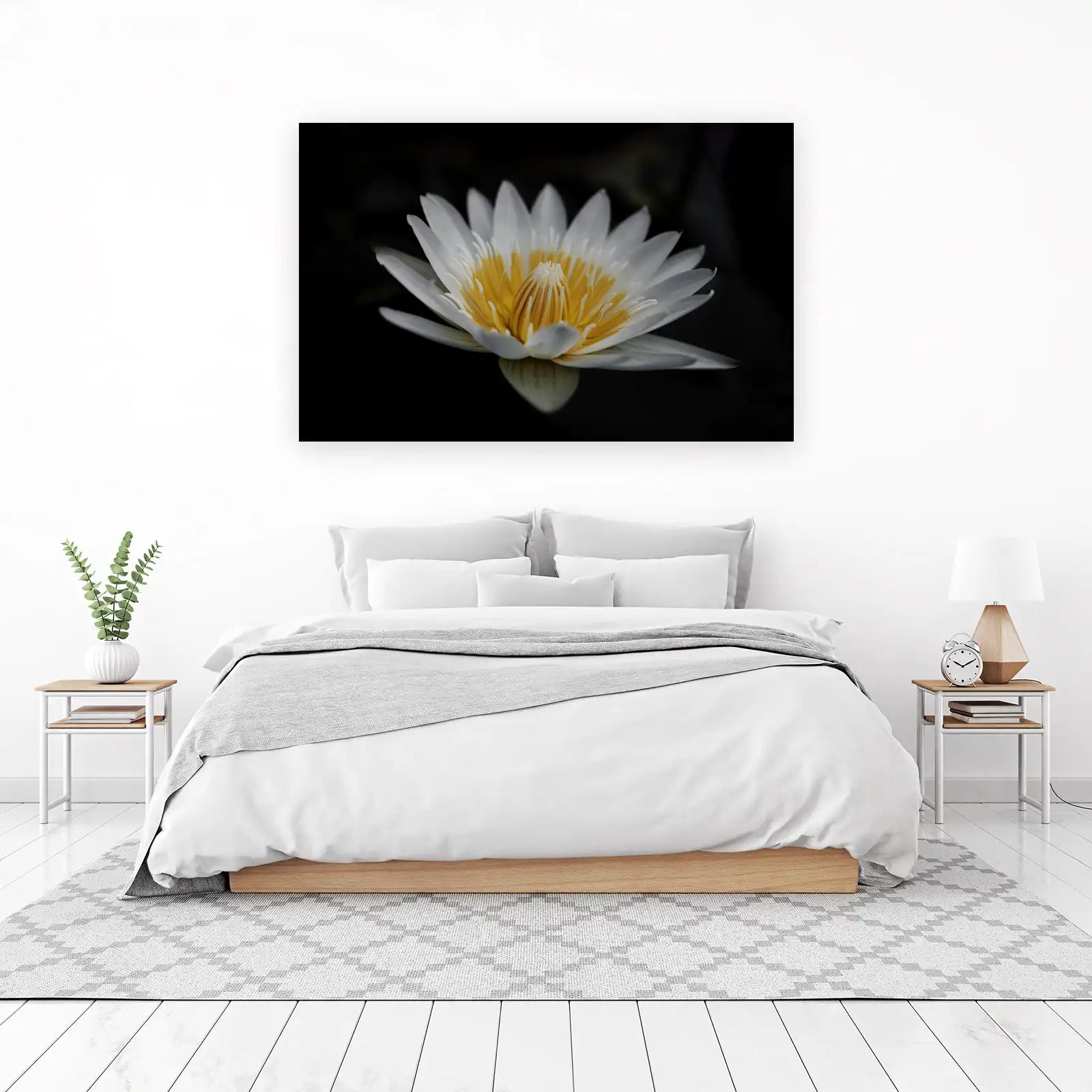 Serene White Lotus Zen Wall Art Wall Art