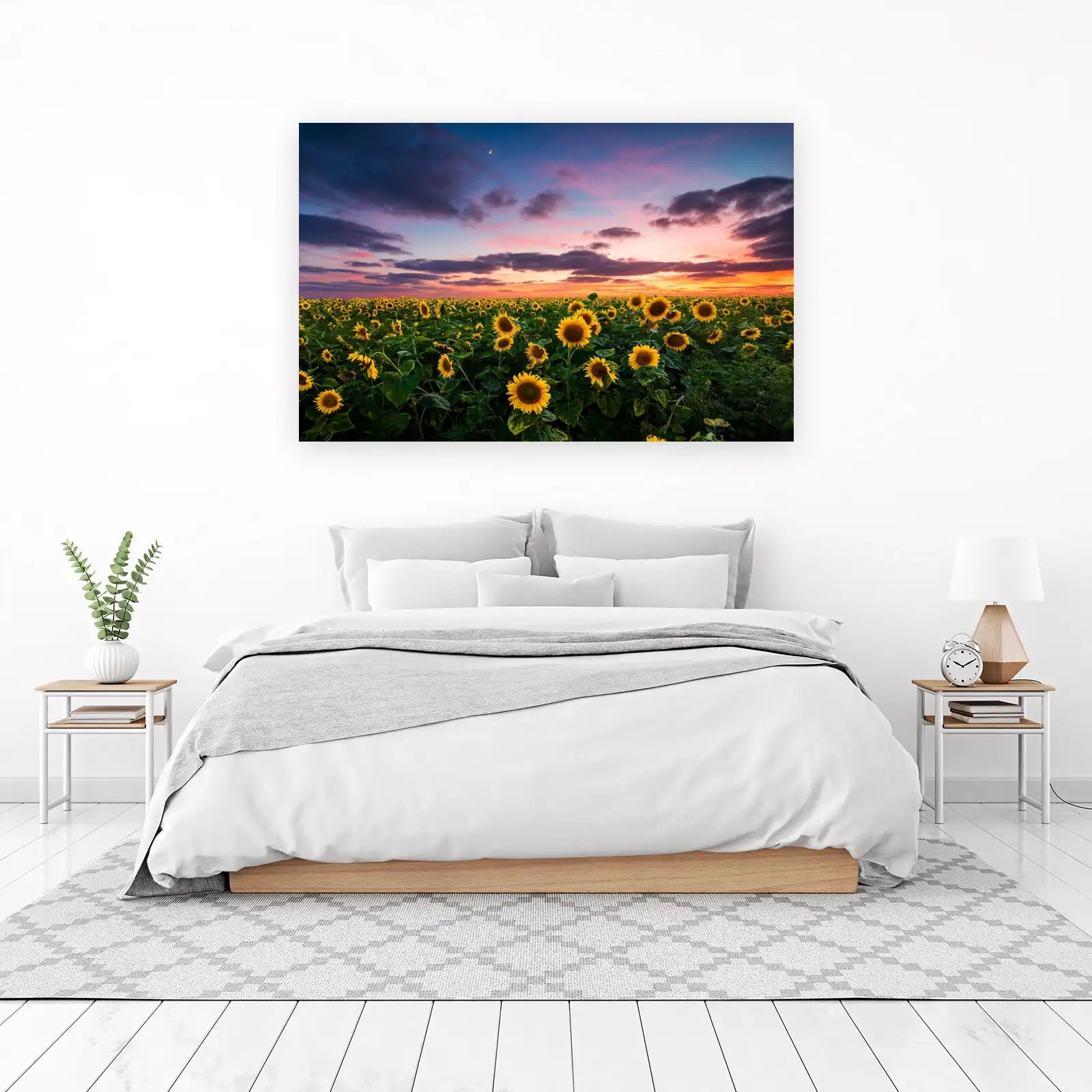 Golden Sunflower Field Sunset Wall Art