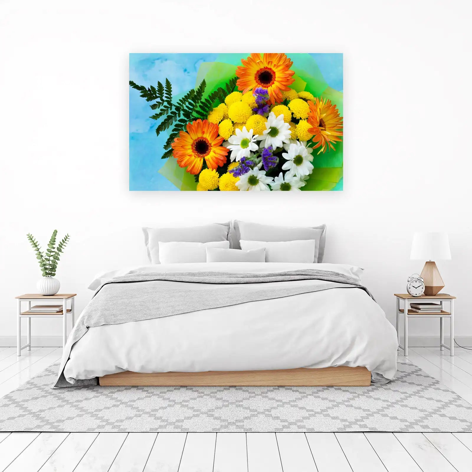 Vibrant Gerbera Daisy & Chrysanthemum Floral Wall Art