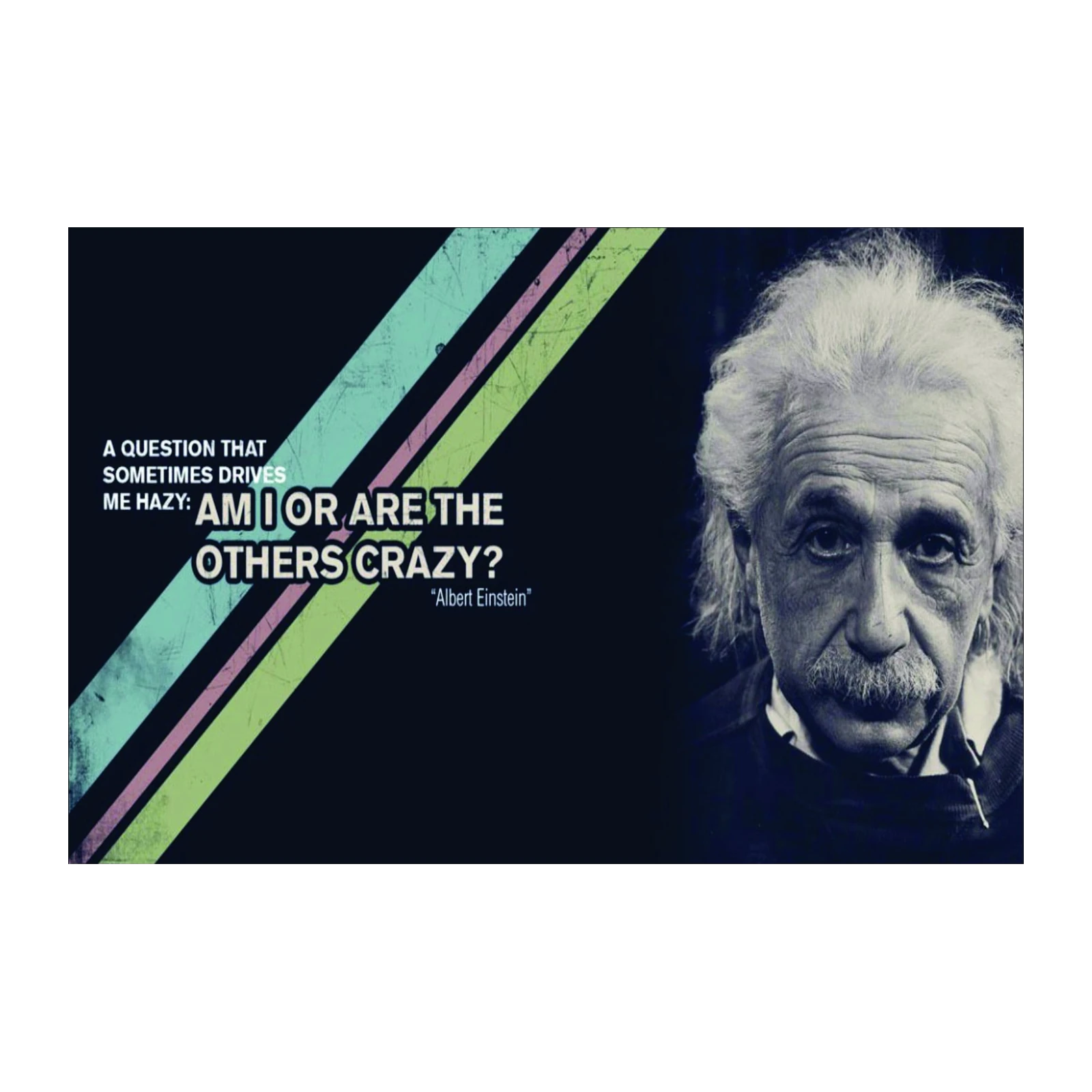Einstein Quote "Am I or Are the Others Crazy?" Wall Art