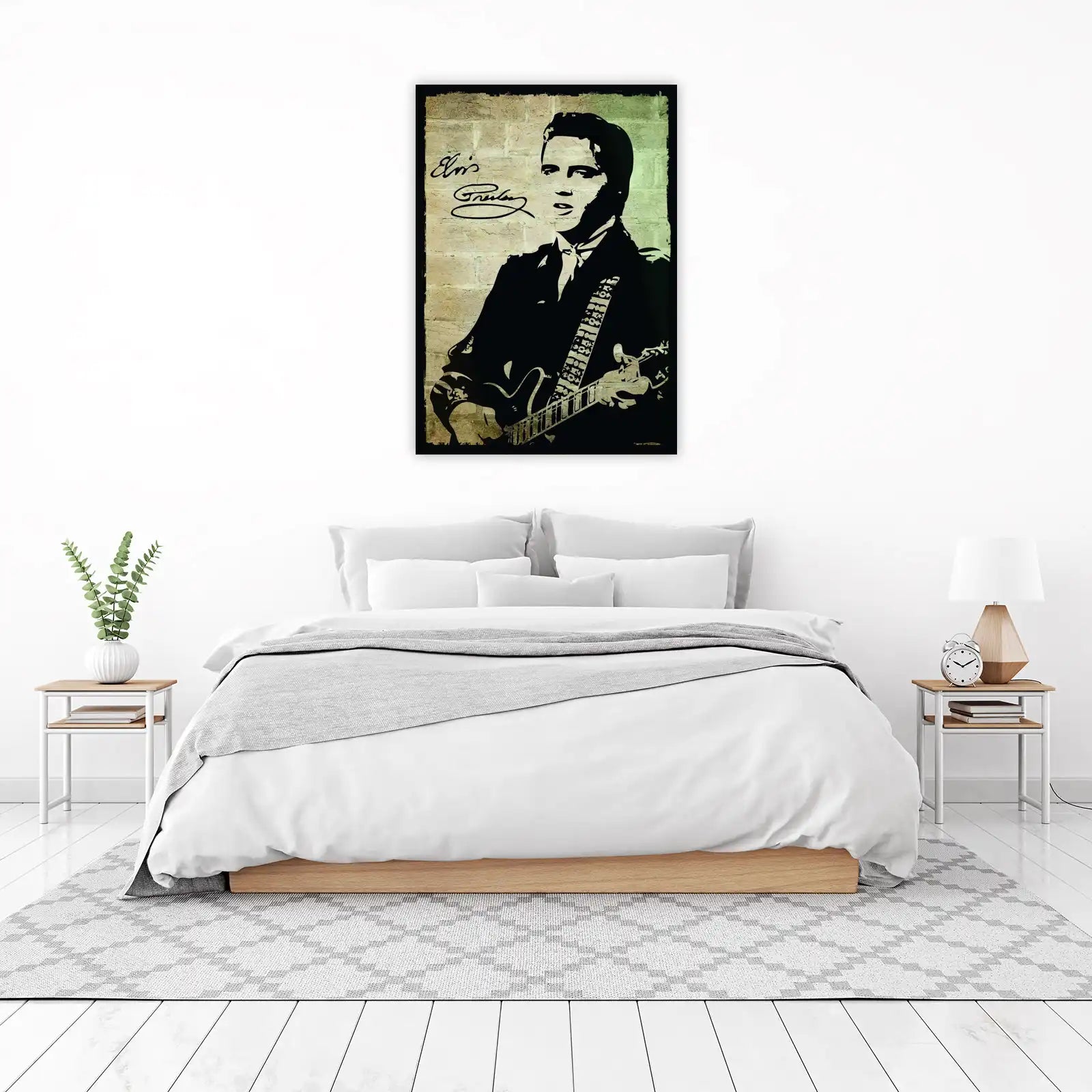 Elvis Presley Stencil Guitar Wall Art