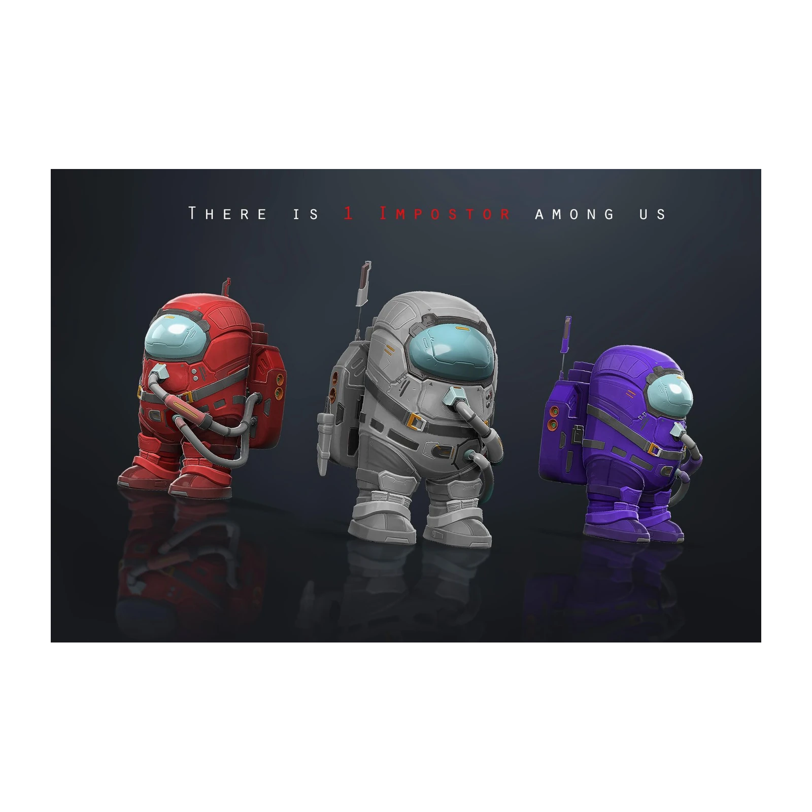 Epic Among Us Crewmate Trio Wall Art
