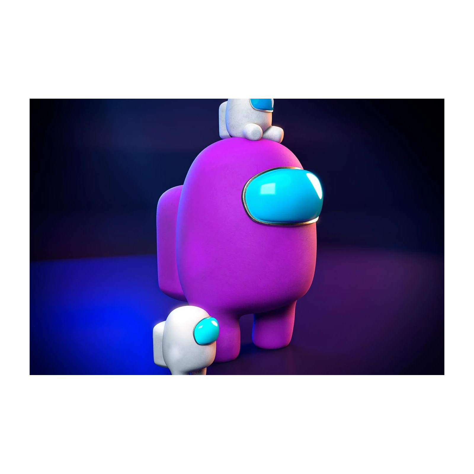 Cute Purple Crewmate with Baby Companion Wall Art
