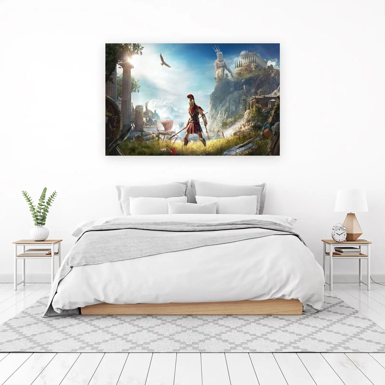 Epic Greek Warrior & Ancient Ruins Wall Art
