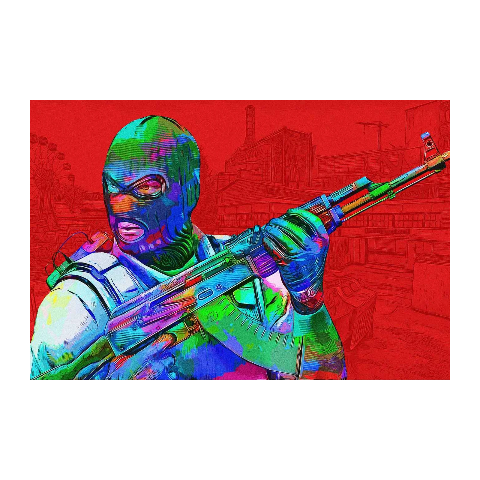 Vibrant Gamer AK-47 Wall Art