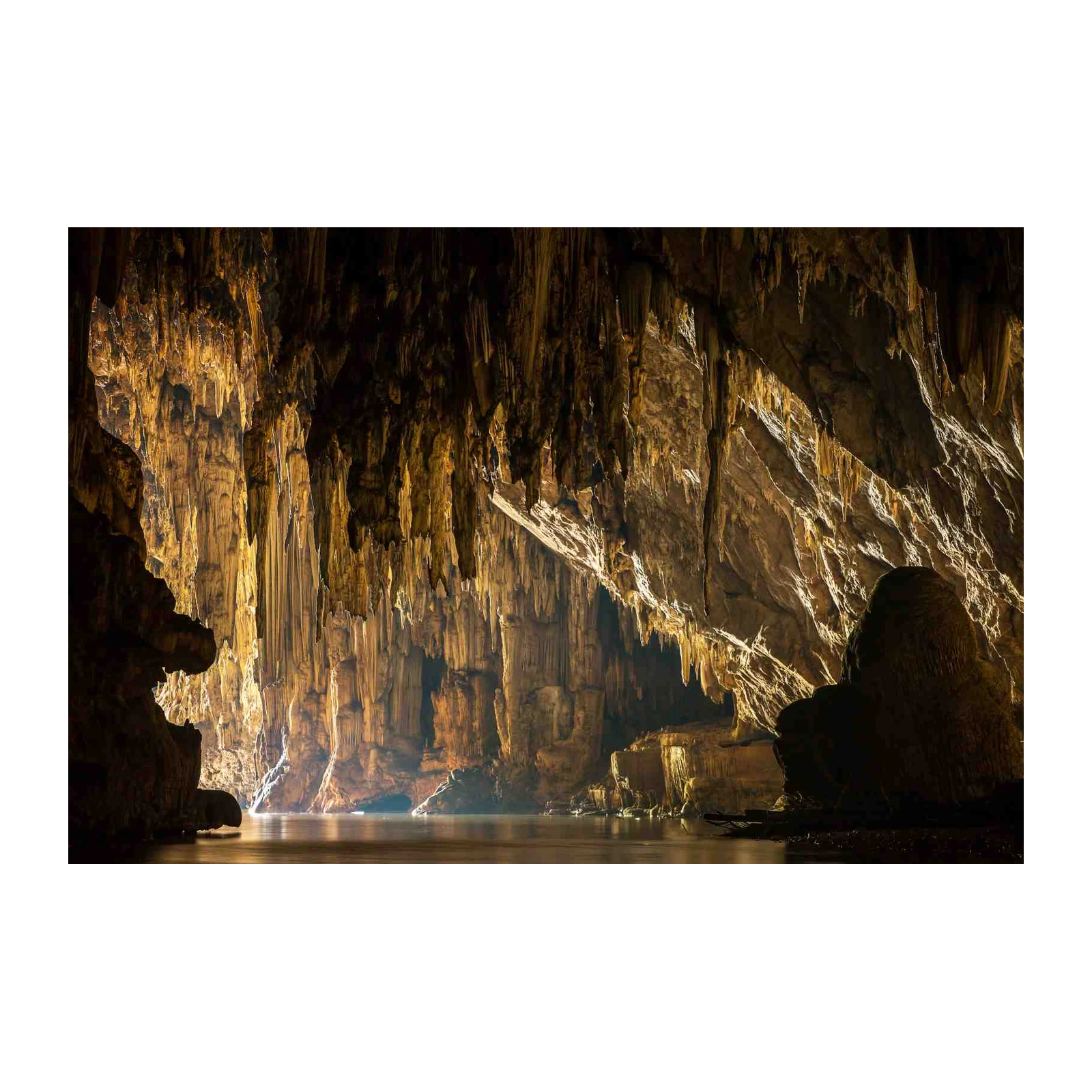 Majestic Cave Waterfall Landscape Wall Art