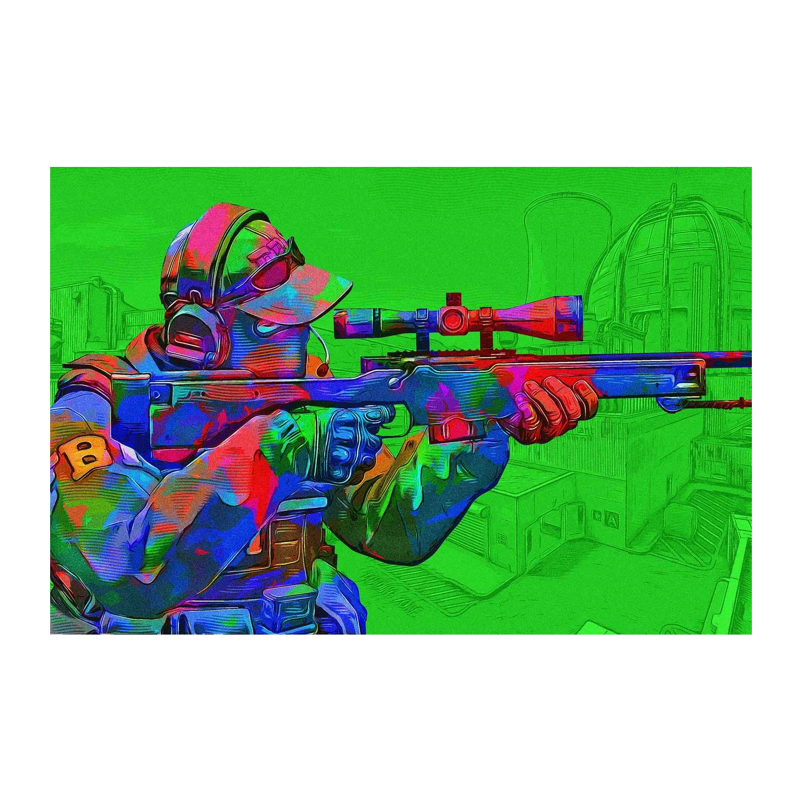 Vibrant Sniper Gamer Art Wall Art