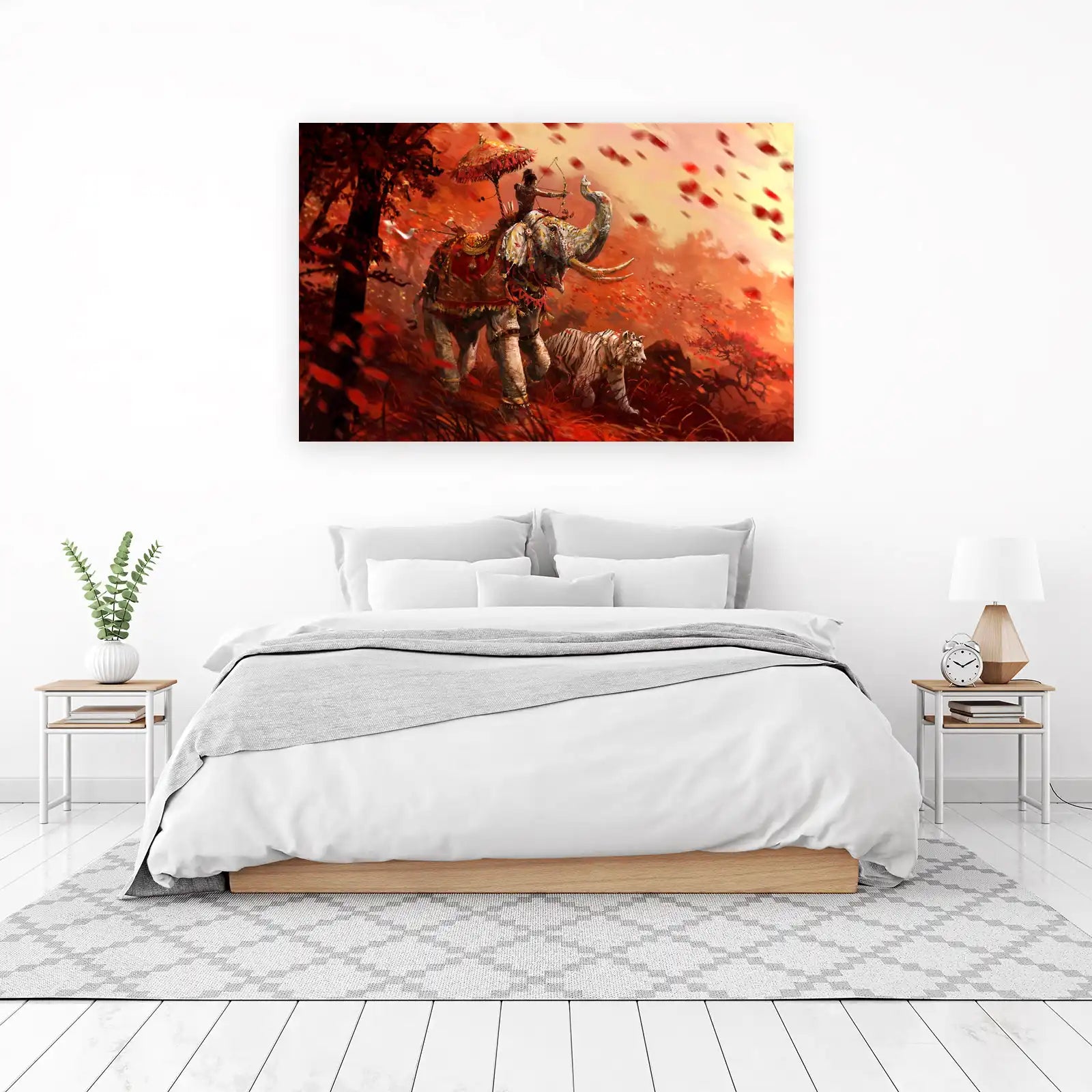 Majestic Elephant & Tiger Hunt Wall Art
