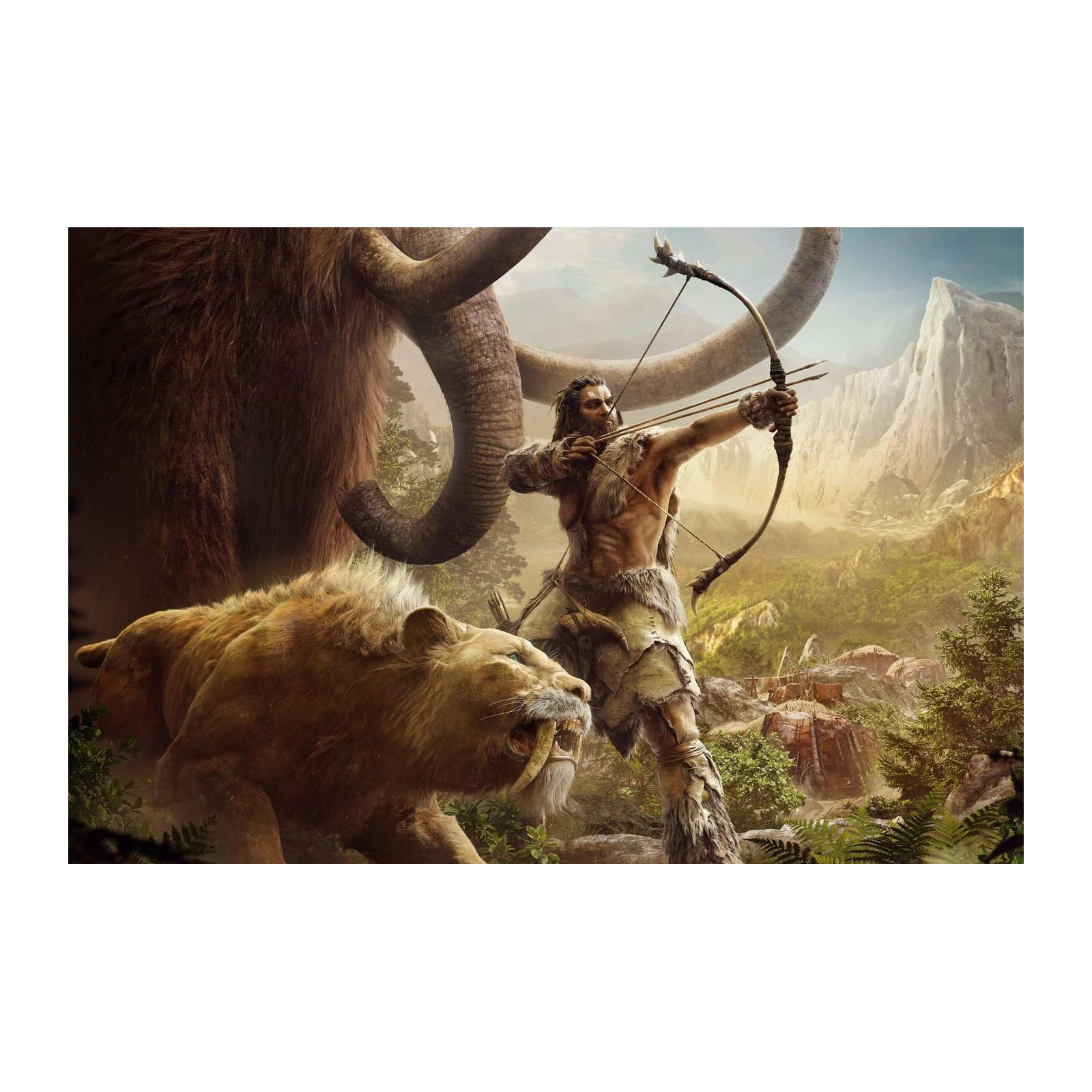 Epic Prehistoric Hunt Mammoth & Saber-tooth Wall Art
