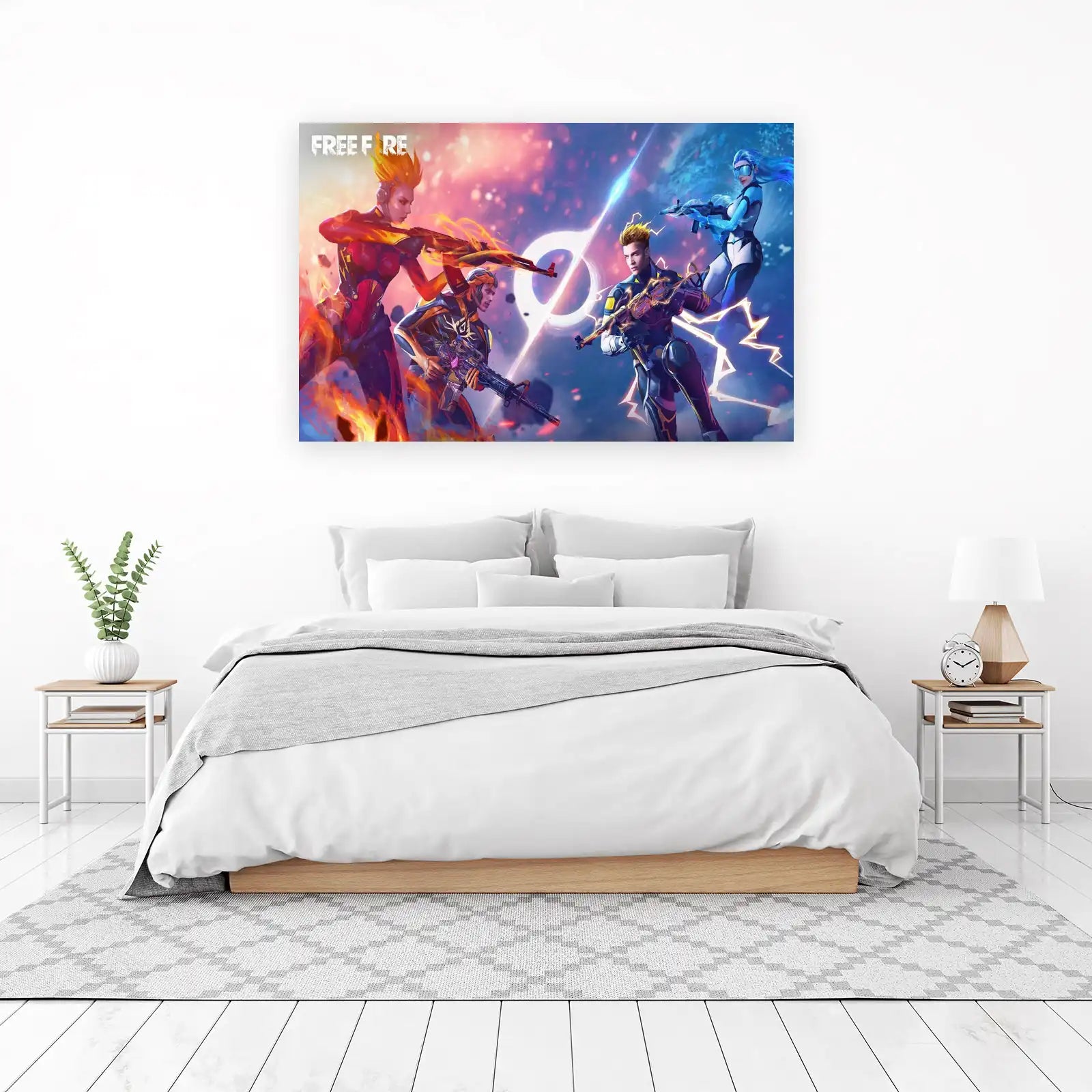 Epic Fire & Ice Battle Free Fire Wall Art