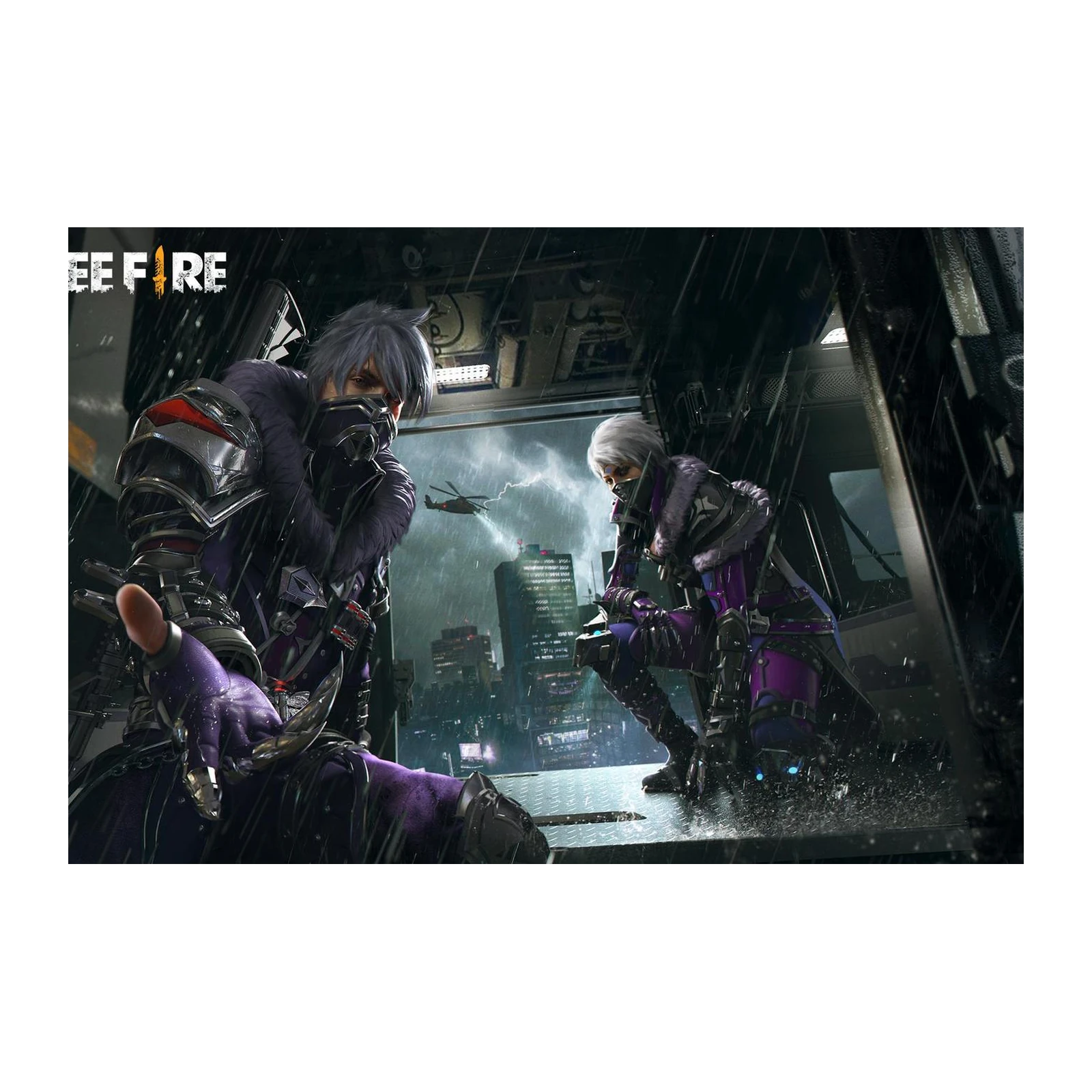 Epic Free Fire Duo Rainy City Wall Art