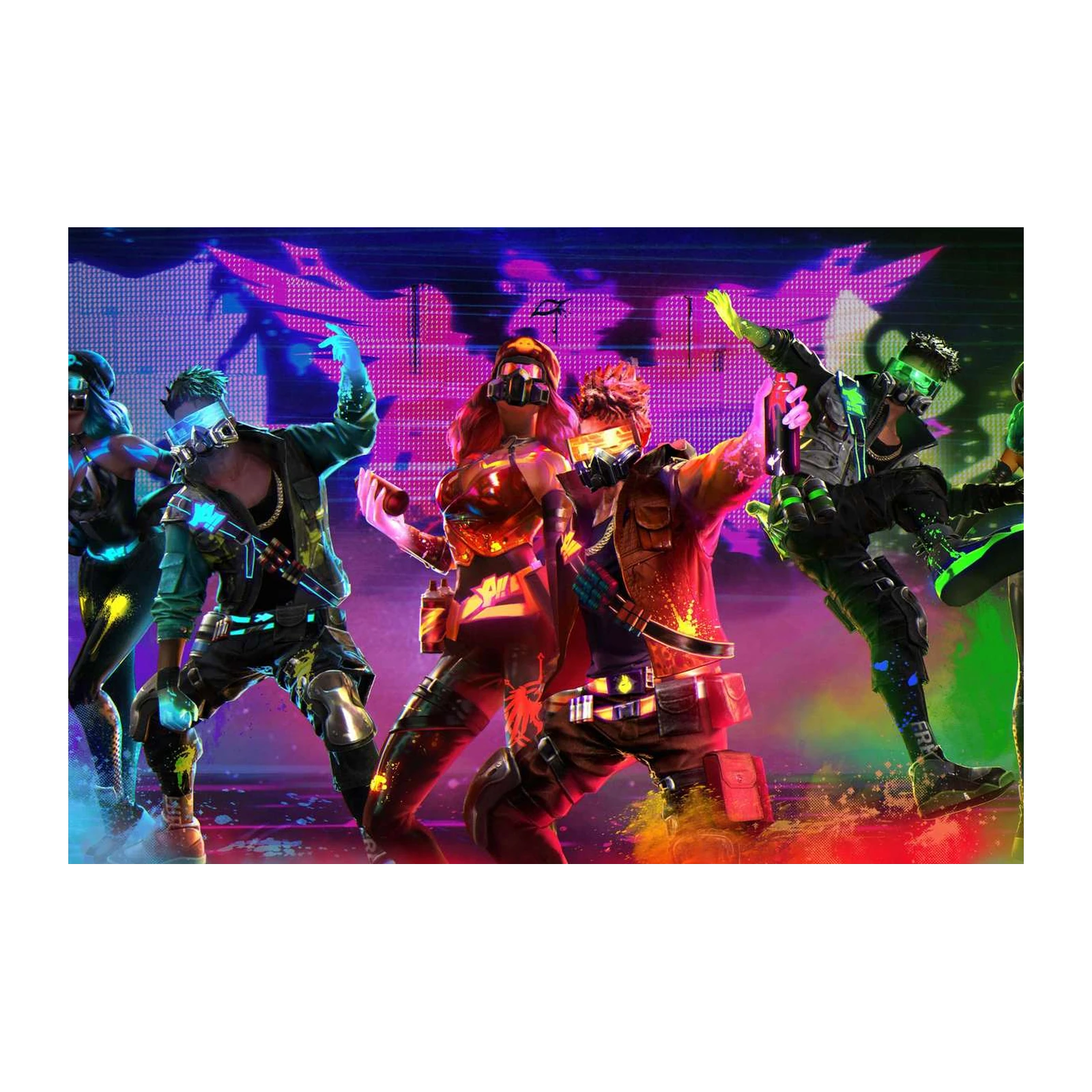 Vibrant Cyberpunk Crew Wall Art
