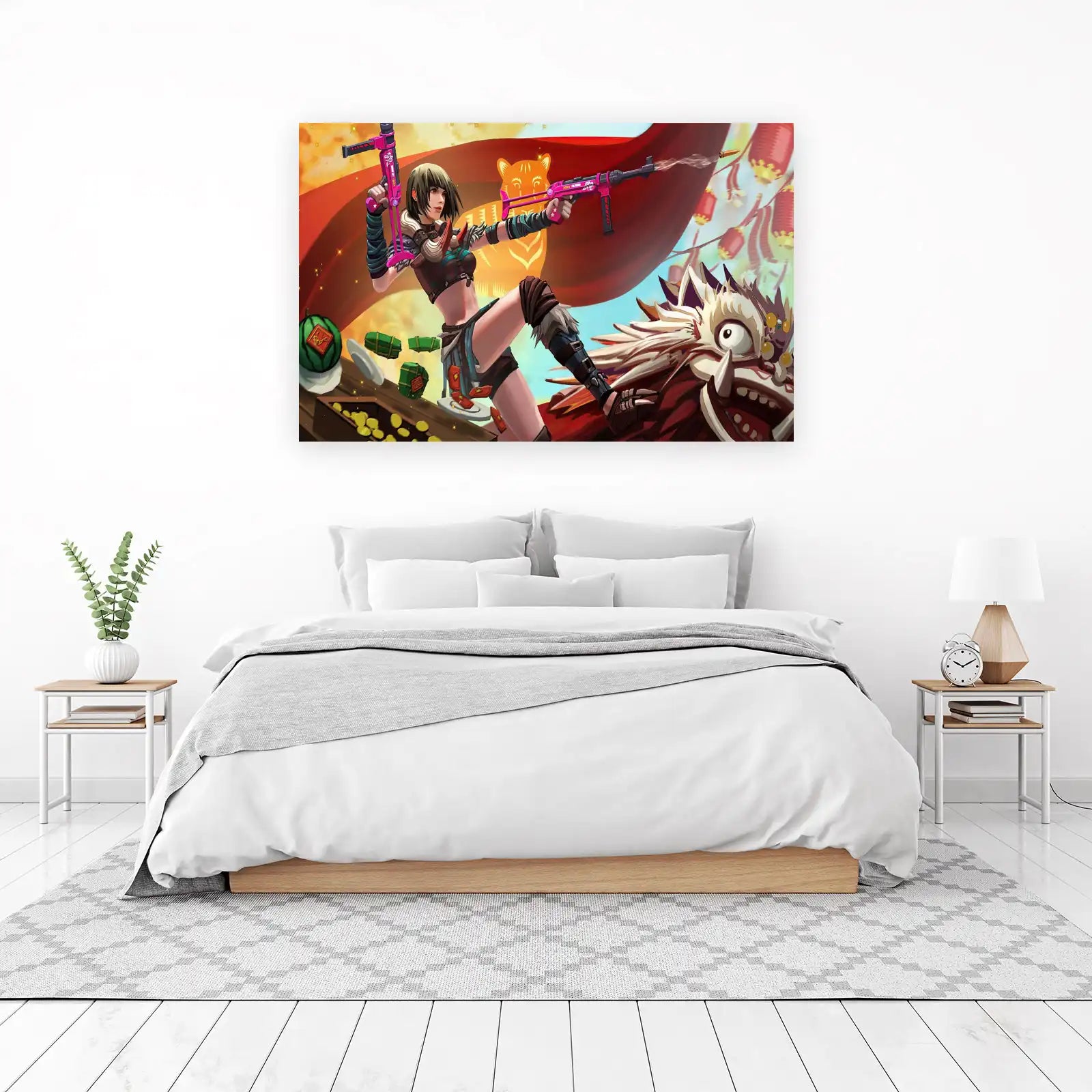 Gaming Warrior with Tiger & Dragon Wall Art