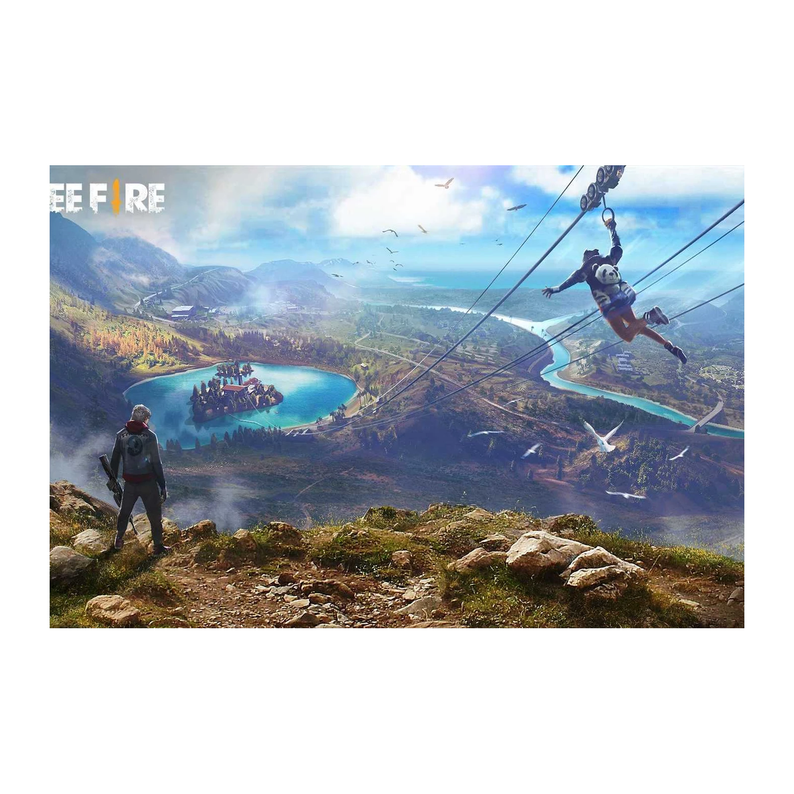 Epic Gaming Landscape Free Fire Wall Art