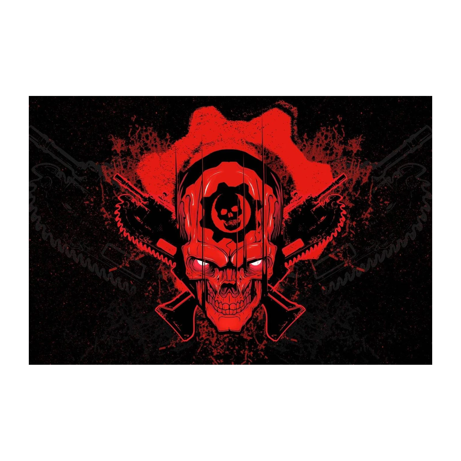 Intense Skull & Chainsaw Fury Wall Art