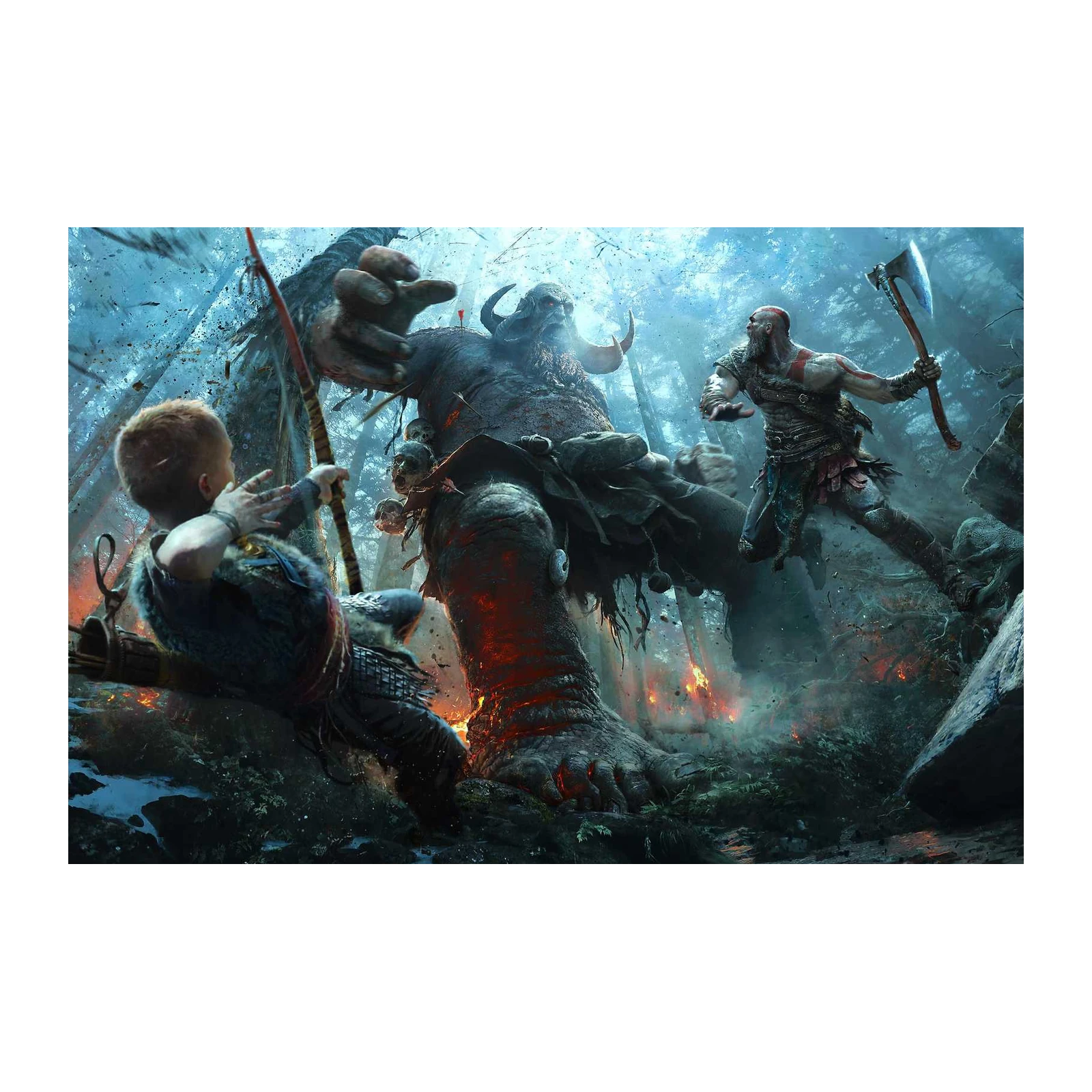 Epic God of War Battle Art Wall Art