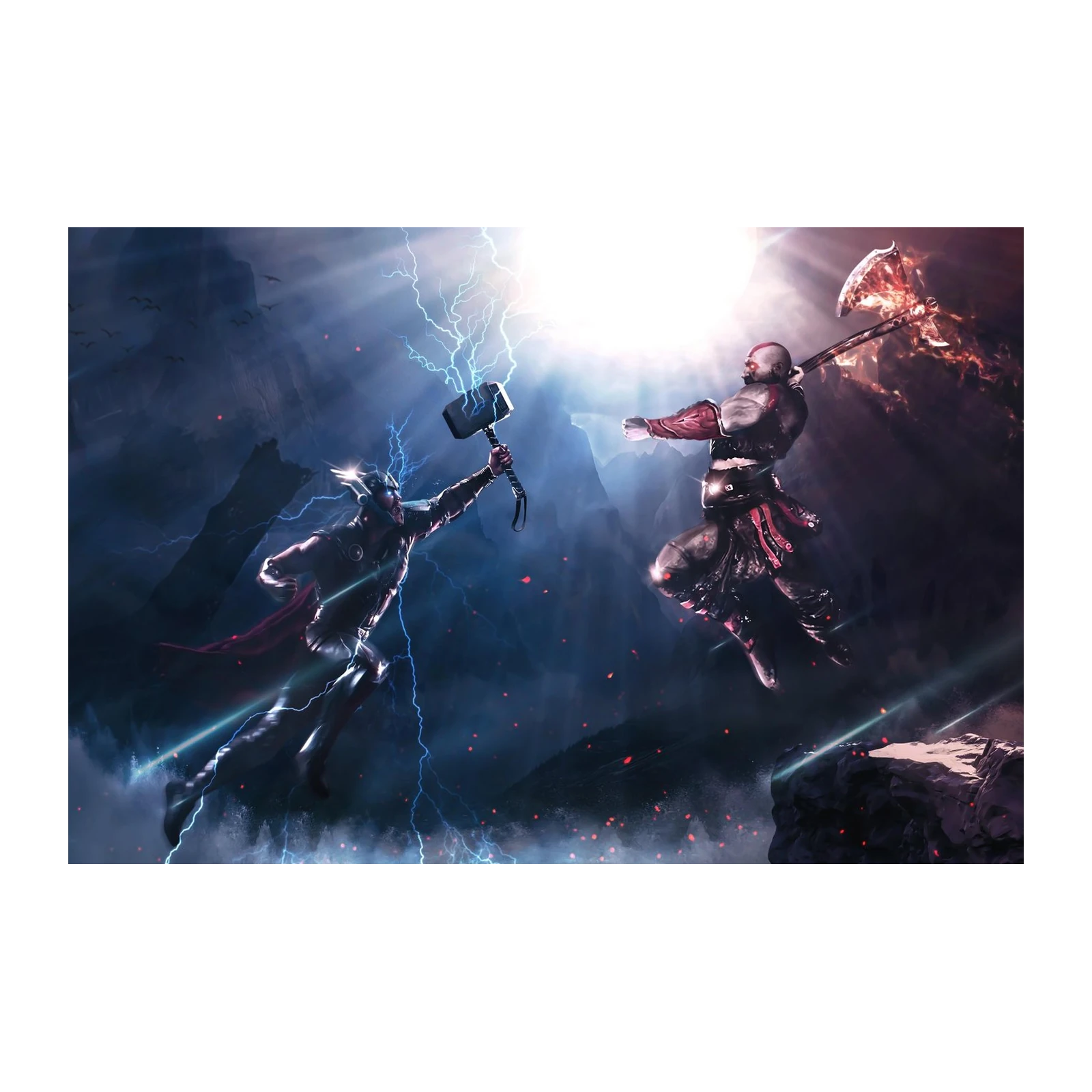 Epic Battle Thor vs Kratos Wall Art