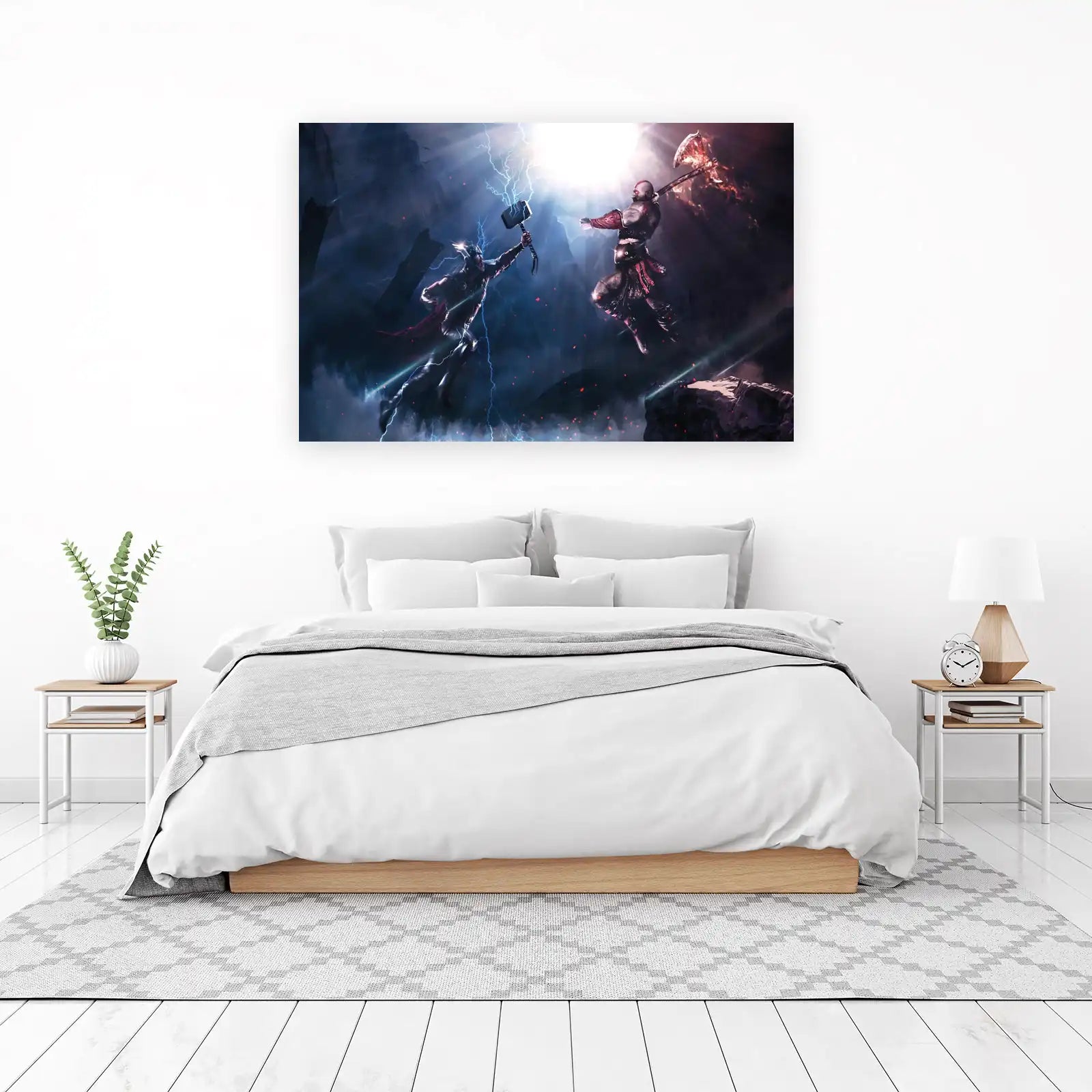 Epic Battle Thor vs Kratos Wall Art