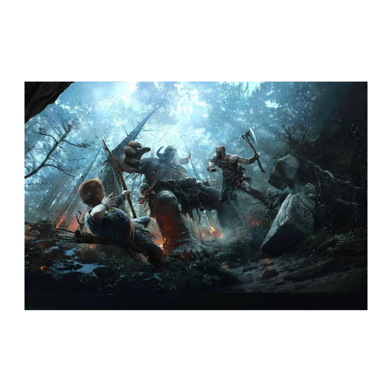 Epic Battle Forest Kratos Wall Art