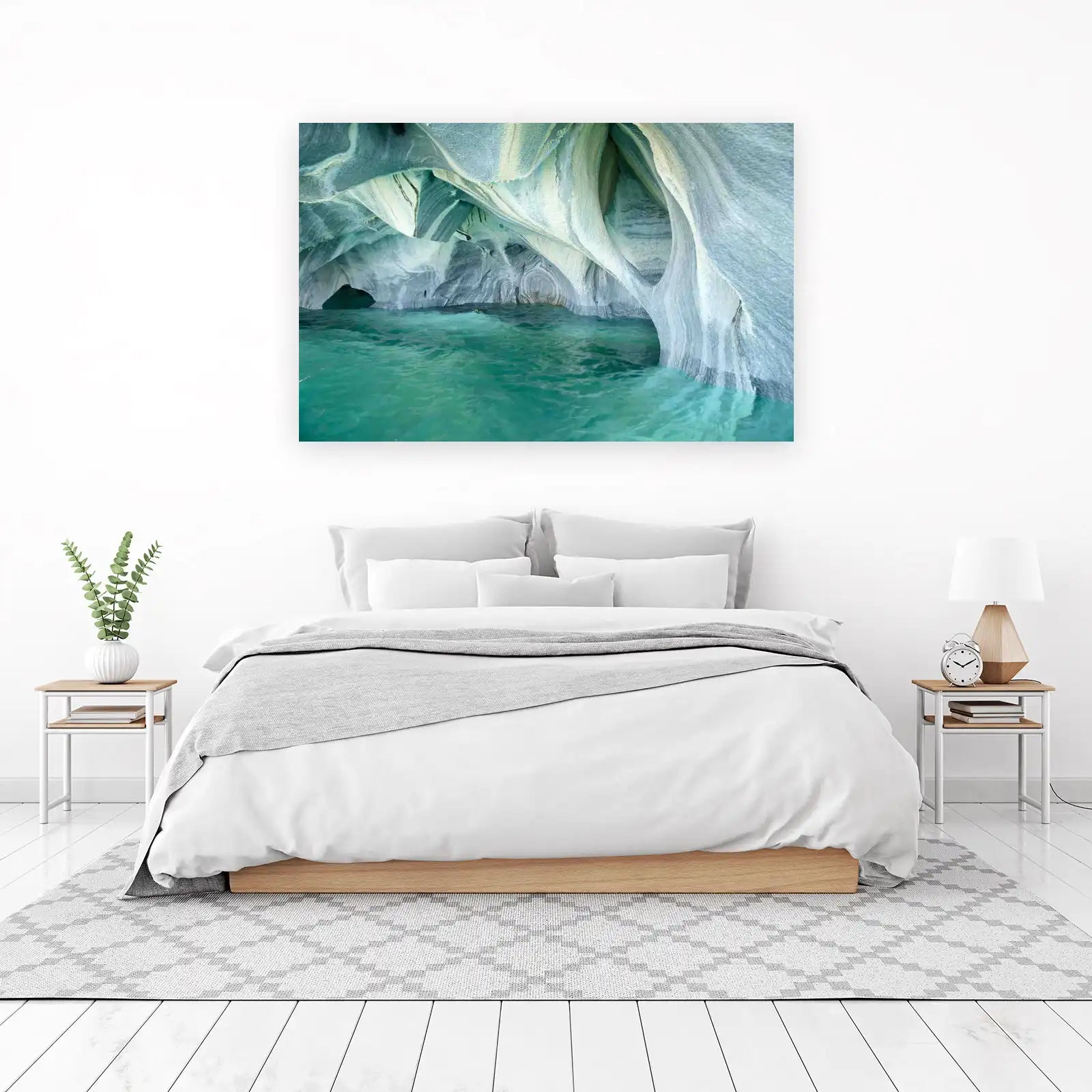 Serene Marble Caves & Turquoise Water Wall Art