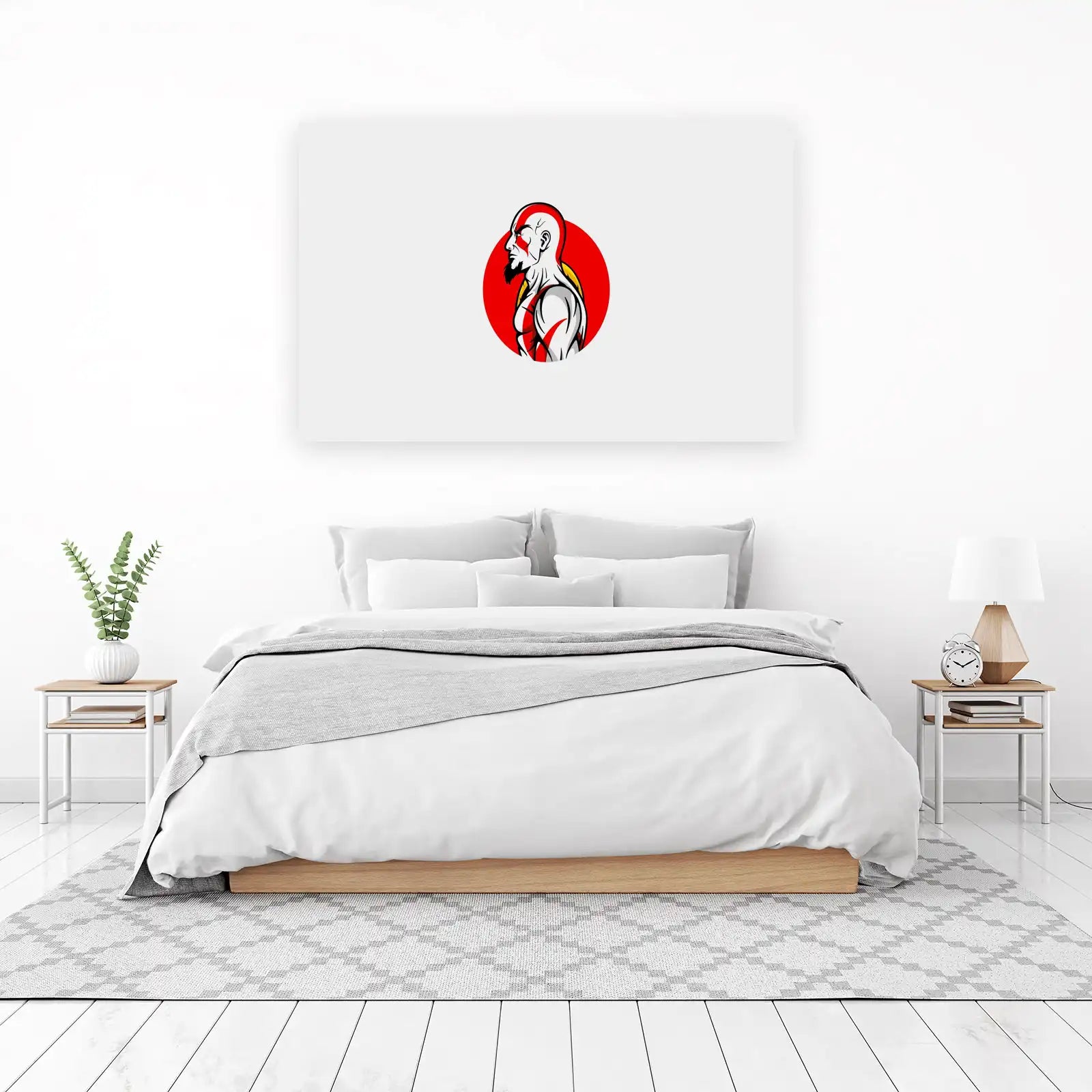 Kratos Fierce Warrior Red Circle Wall Art