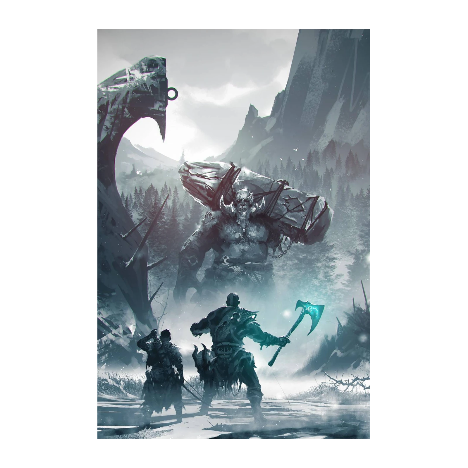 Epic Battle Giant & Warriors Wall Art