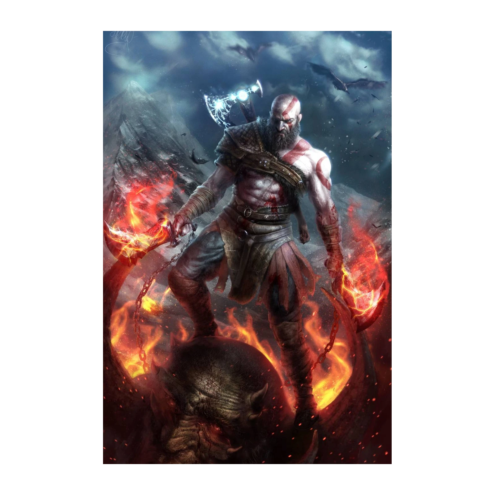 Kratos Fury Wall Art | Epic Gaming Art