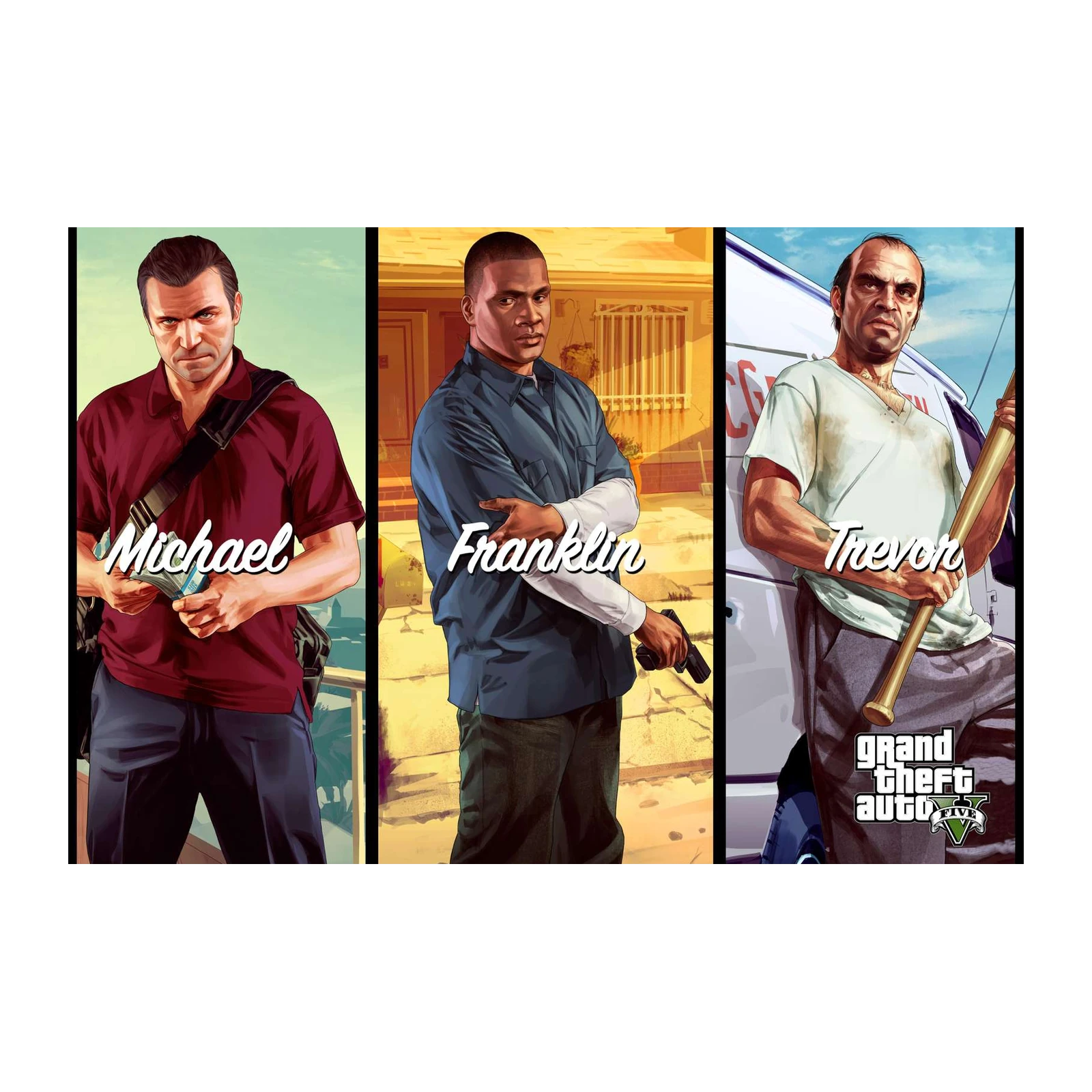 GTA V Michael Franklin Trevor Wall Art