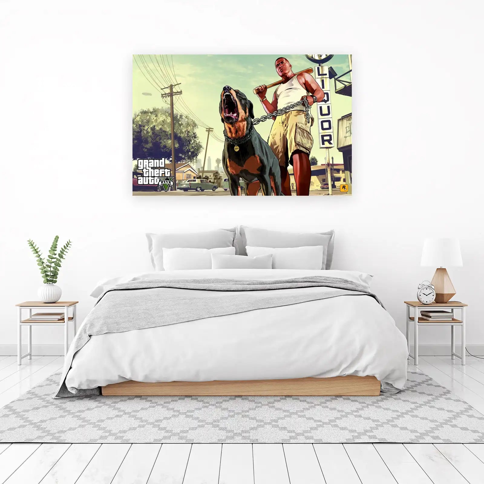 Franklin & Chop GTA V Art Wall Art