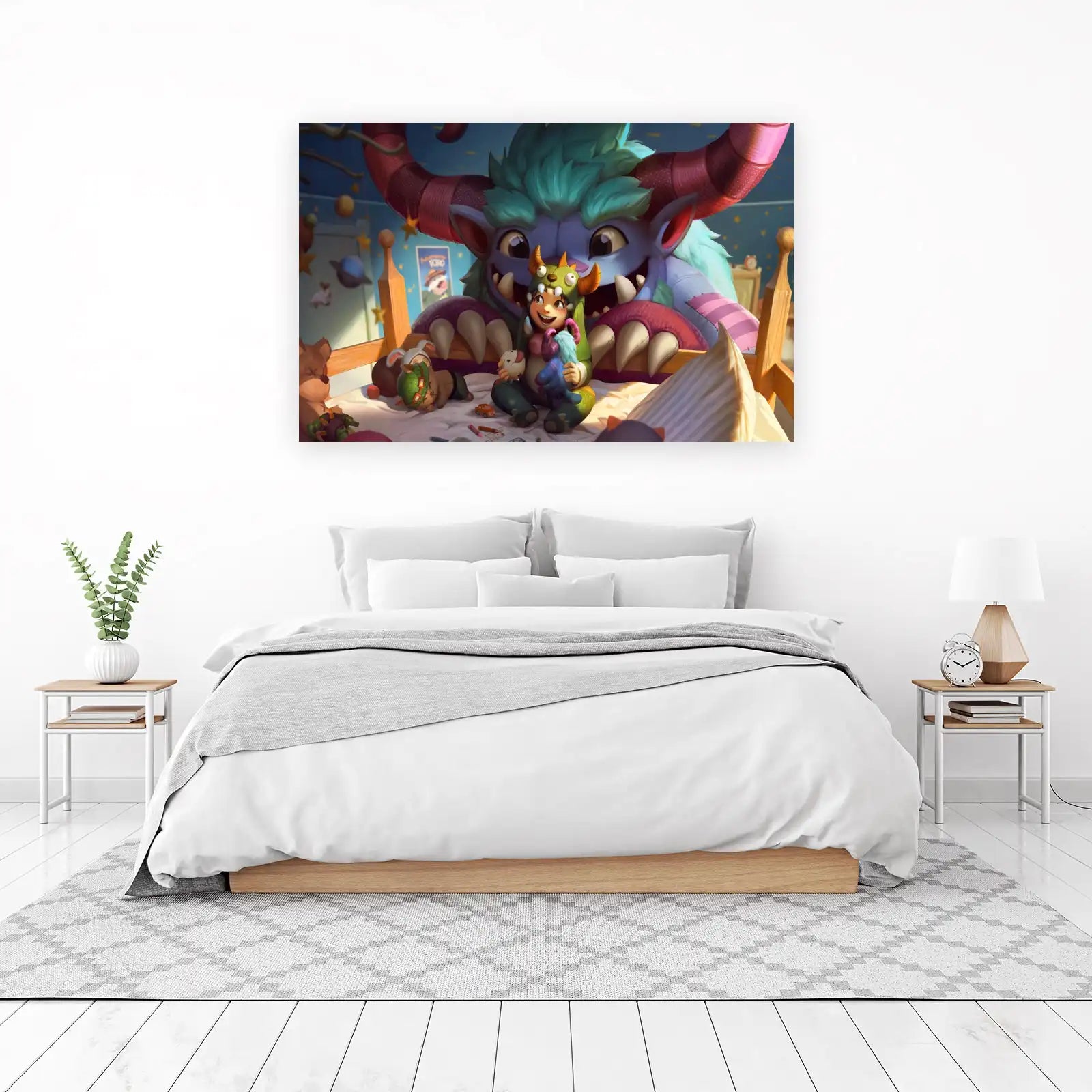 Whimsical Monster & Child Hug Wall Art