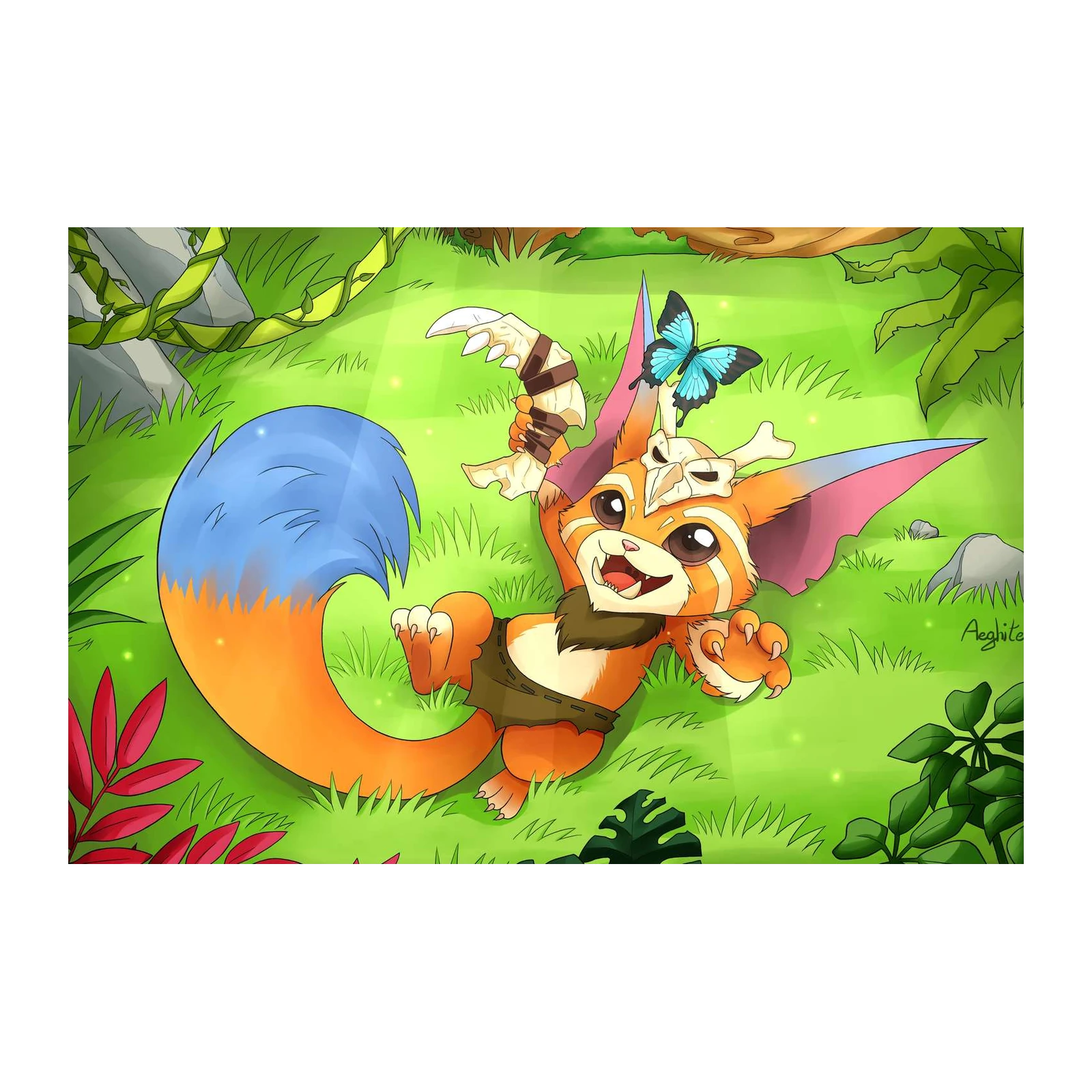 Cute Foxy Gamer Character Art Wall Art