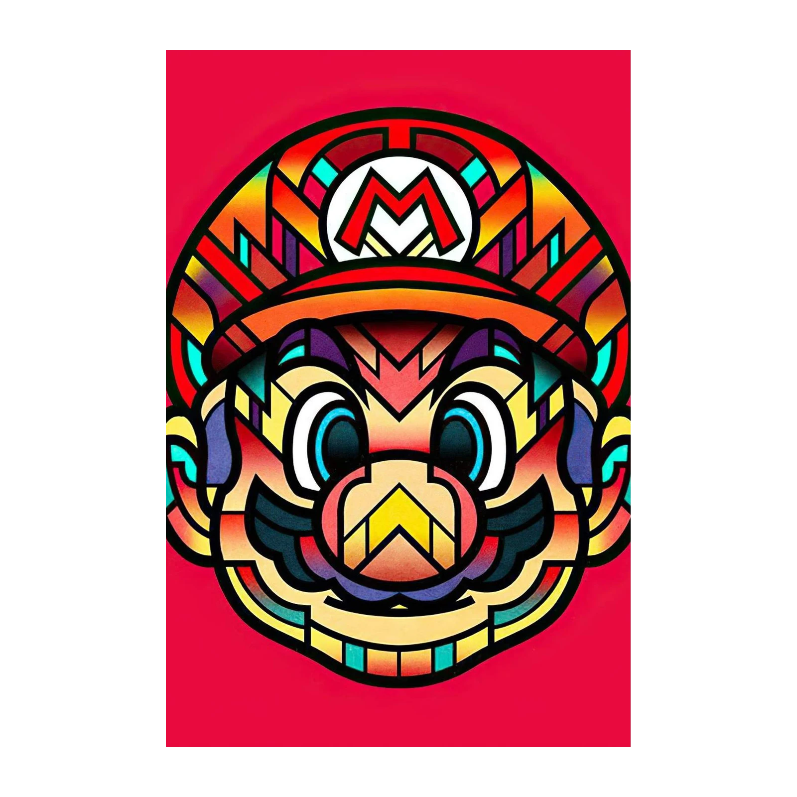 Vibrant Geometric Mario Wall Art