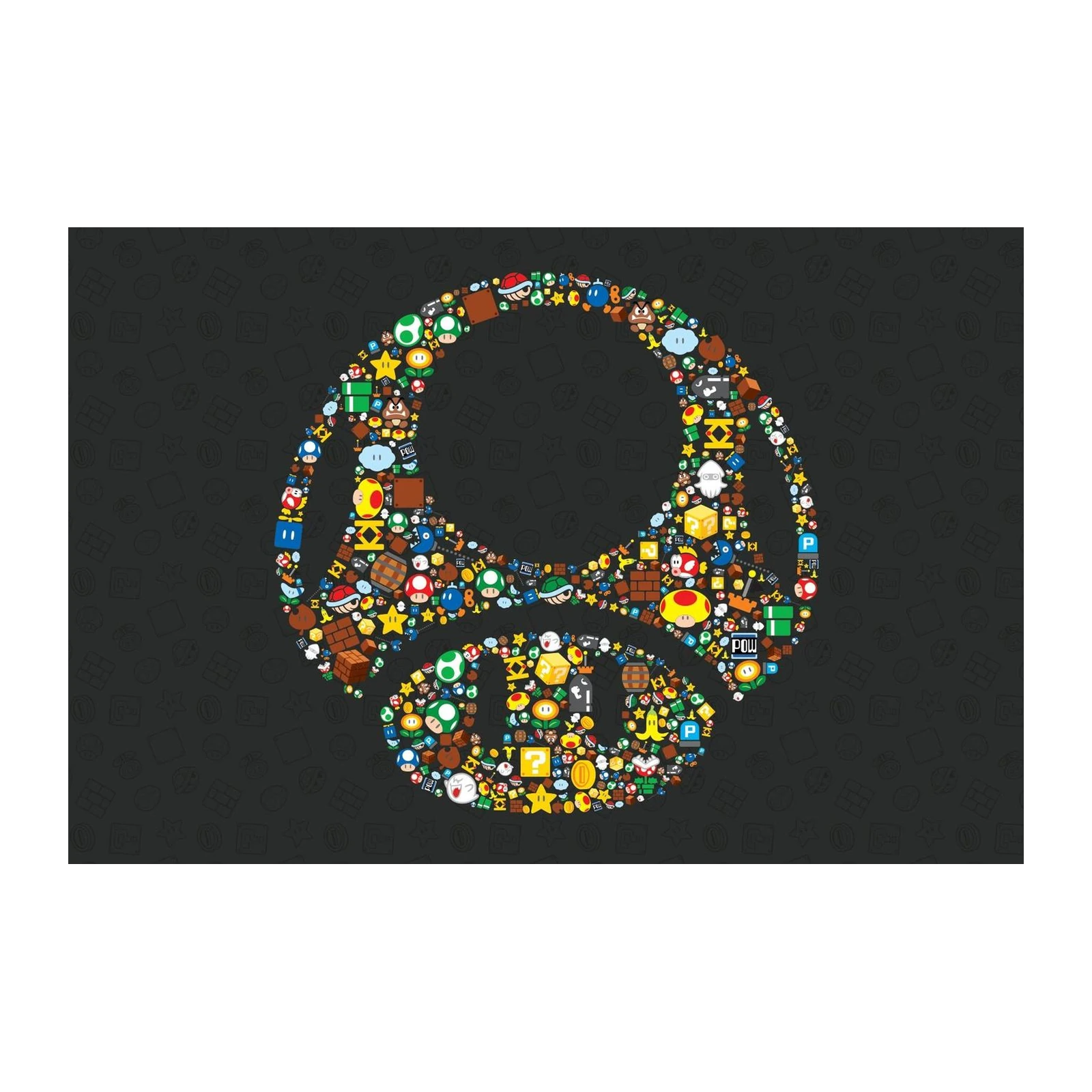 Retro Mario Mushroom Collage Wall Art